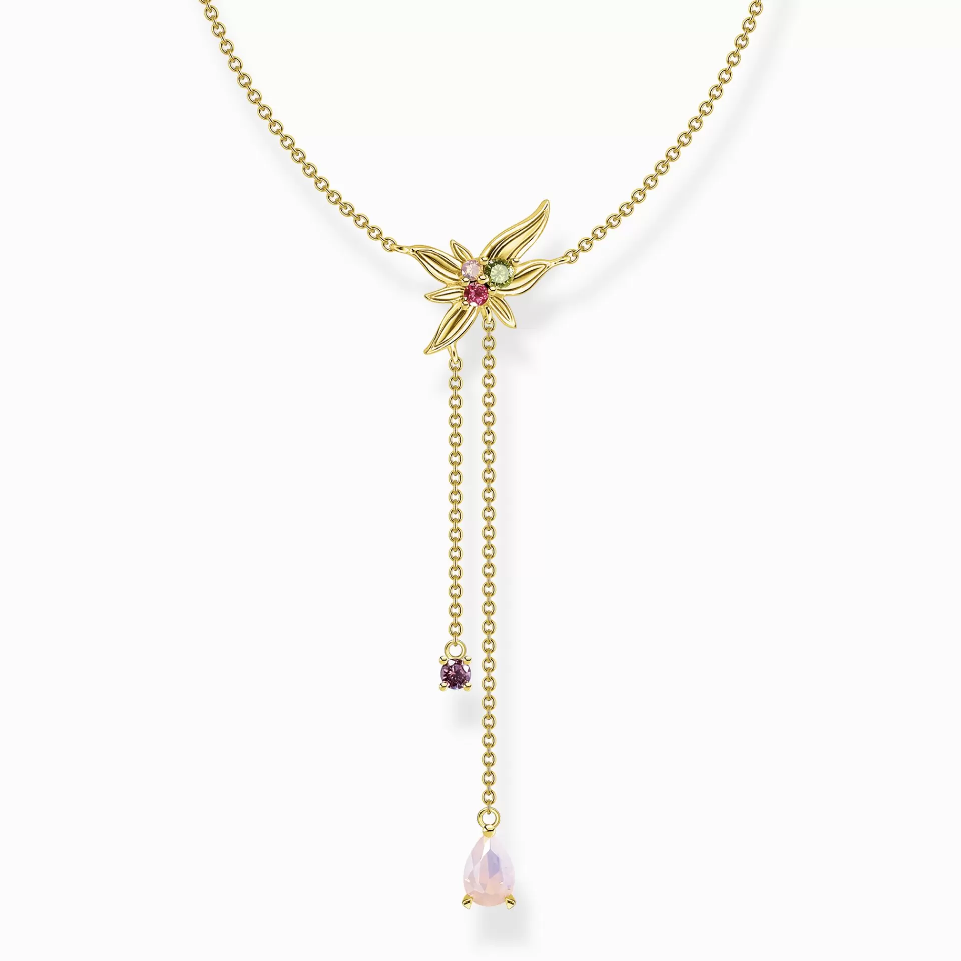 THOMAS SABO Halsband | Upp till SEK 3.000<HALSBAND Y-HALSBAND BLOMMA GULD gult guldfargad, röd, grön, violett, rosa
