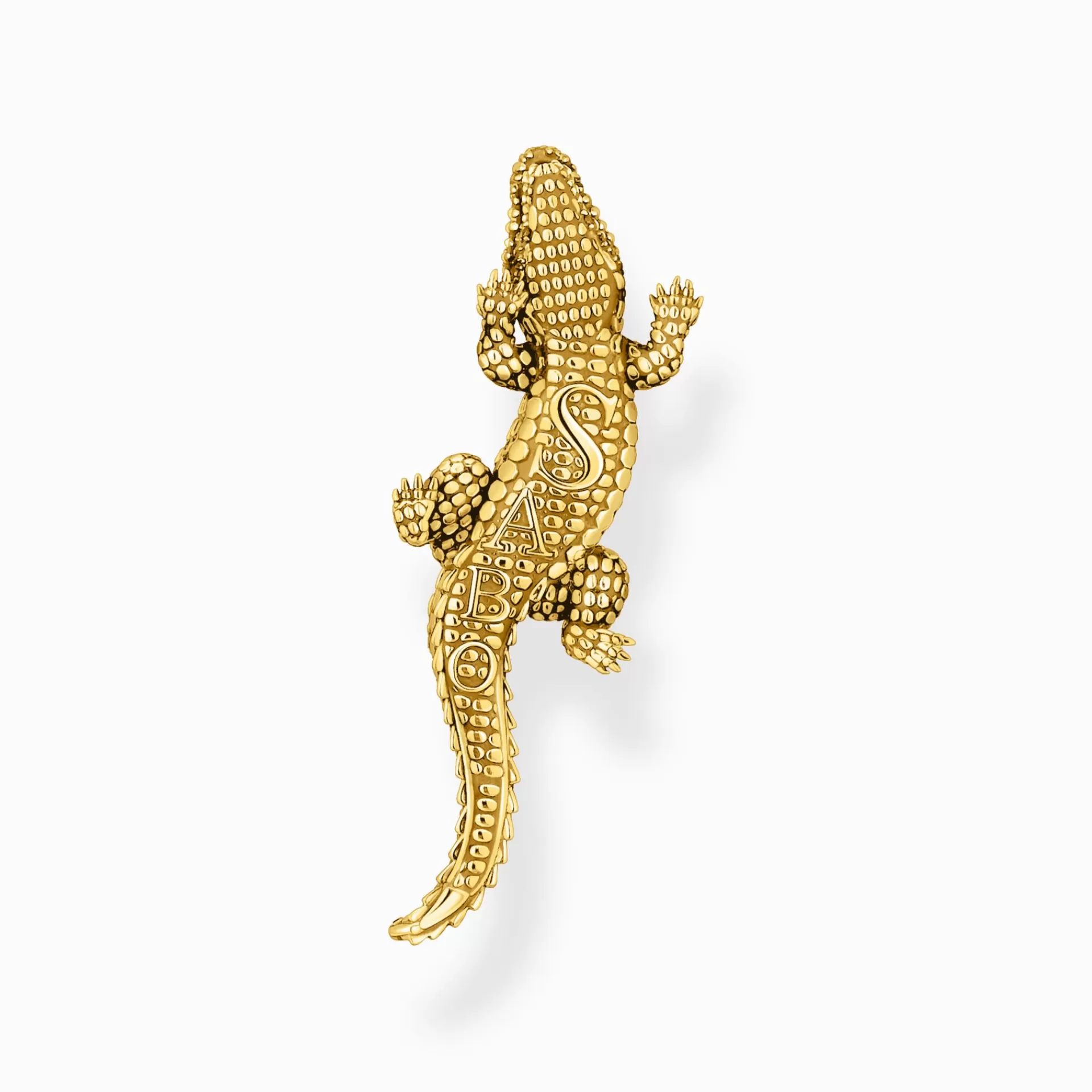 THOMAS SABO Hängsmycken | 18K plätering<HALSBANDSBERLOCK, KROKODIL MED SVARTA STENAR, PL&AUML;TERAD gult guldfargad, svart, grön
