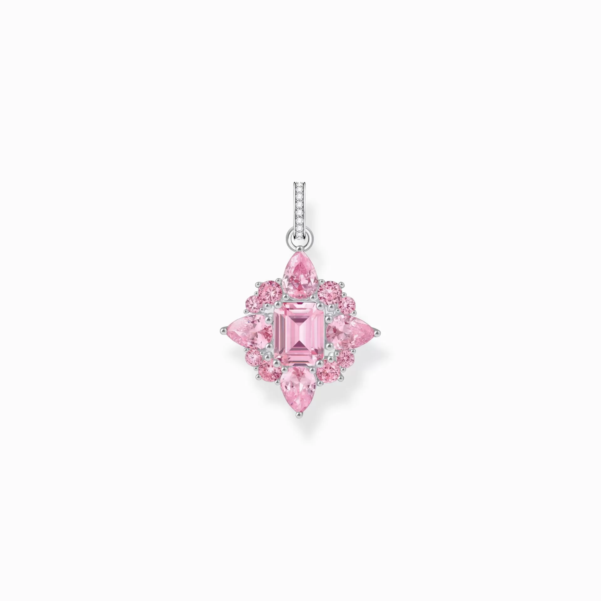 THOMAS SABO Hängsmycken | Återvunnet 925 silver<HALSBANDSH&AUML;NGE MED ROSA STENAR - SILVER silverfargad, vit, rosa