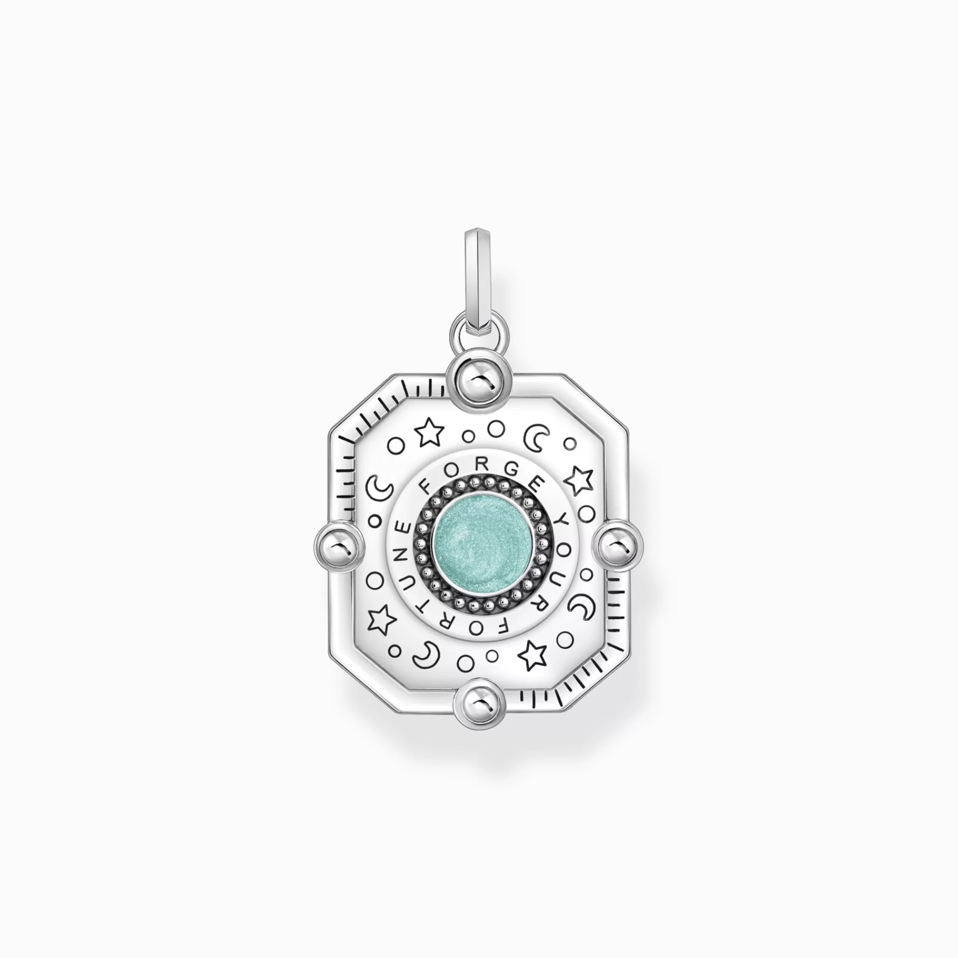 THOMAS SABO Hängsmycken | Återvunnet 925 silver<HALSBANDSH&AUML;NGE WHEEL OF KARMA, TURKOS MED F&AUML;RGGLADA STENAR - SILVER silverfargad, vit, rosa, violett, orange, röd, blå, , grön