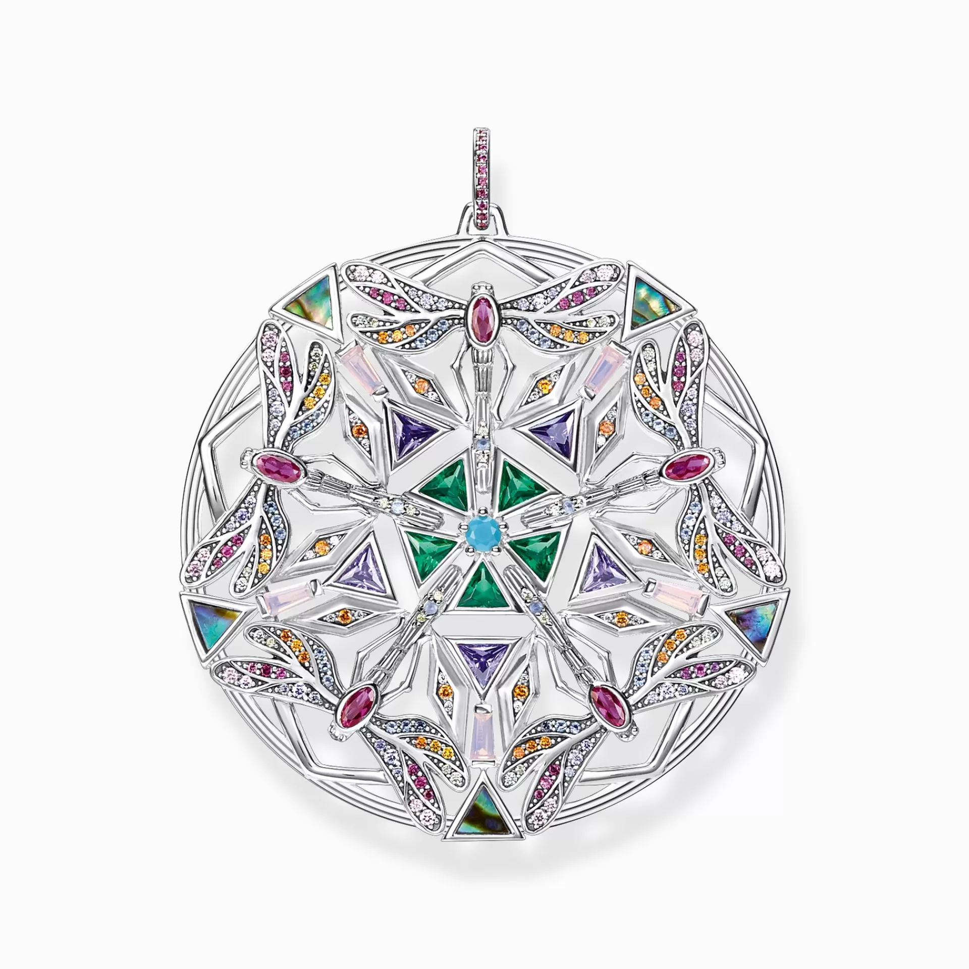 THOMAS SABO Hängsmycken | Återvunnet 925 silver<H&AUML;NGSMYCKE AMULETT KALEIDOSCOPE SL&AUML;NDA SILVER blå, svart, orange, gul, röd, violett, vit, silverfargad, turkos