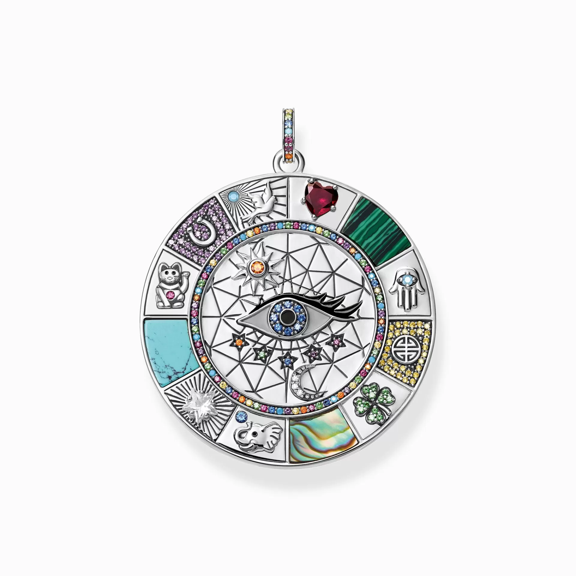 THOMAS SABO Hängsmycken<H&AUML;NGSMYCKE AMULETT MAGISKA LYCKOSYMBOLER silverfargad, röd, grön, turkos, flerfargade toner, vit, guld, orange, blå, svart, violett