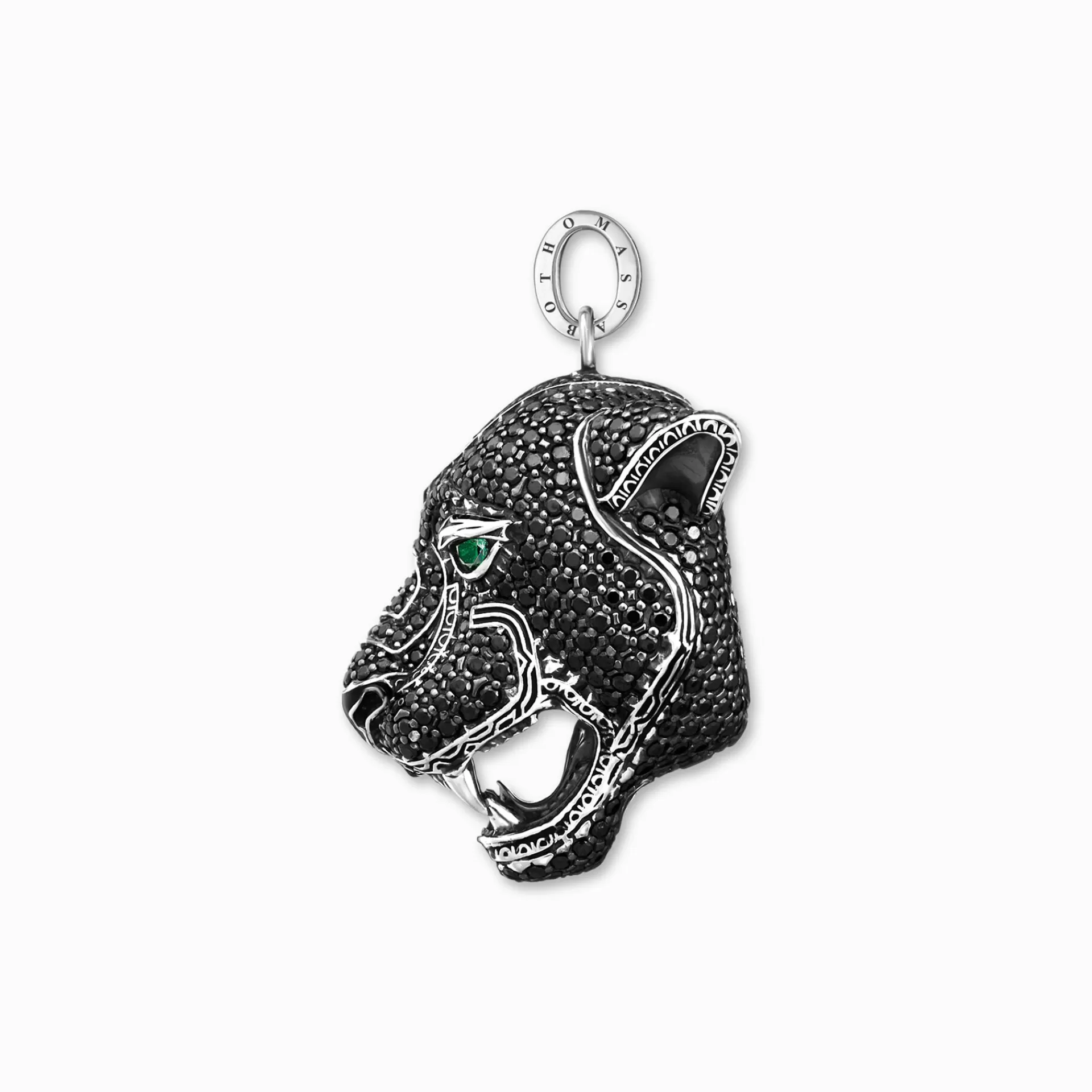 THOMAS SABO Hängsmycken | Återvunnet 925 silver<H&AUML;NGSMYCKE BLACK CAT STOR grön, svart, silverfargad