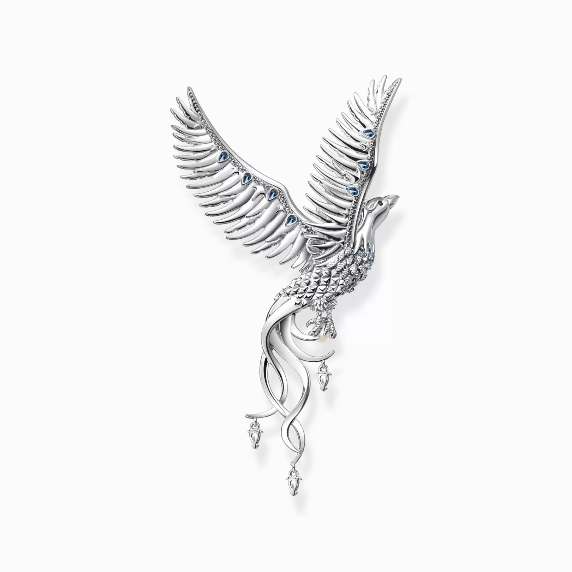 THOMAS SABO Hängsmycken | Återvunnet 925 silver<H&AUML;NGSMYCKE FENIX MED BL&ARING; STENAR SILVER silverfargad, vit, svart, ljusblå, blå