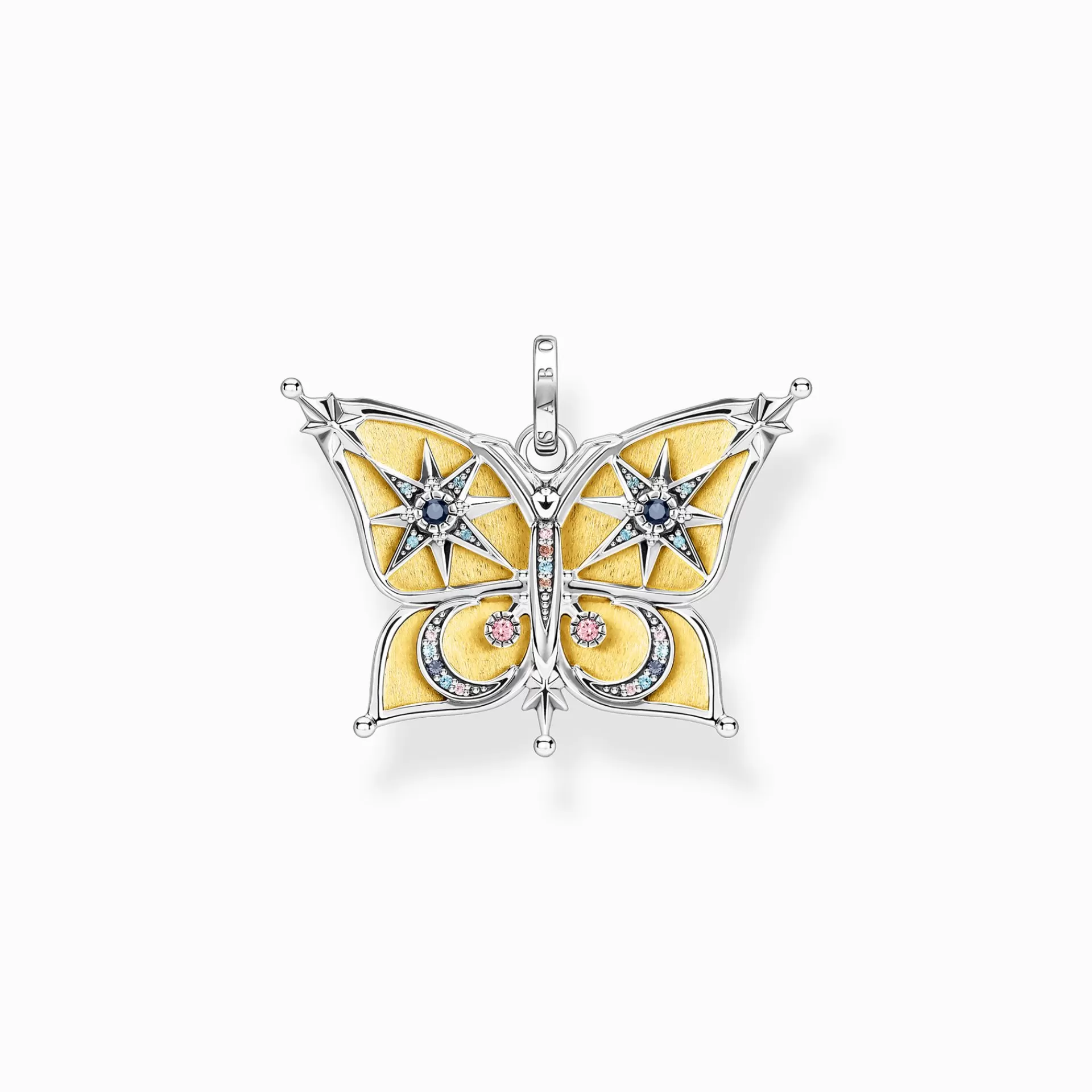 THOMAS SABO Hängsmycken | Återvunnet 925 silver<H&AUML;NGSMYCKE FJ&AUML;RIL MED M&ARING;NE  STJ&AUML;RNOR GULD gult guldfargad, blå, violett, silverfargad, brun