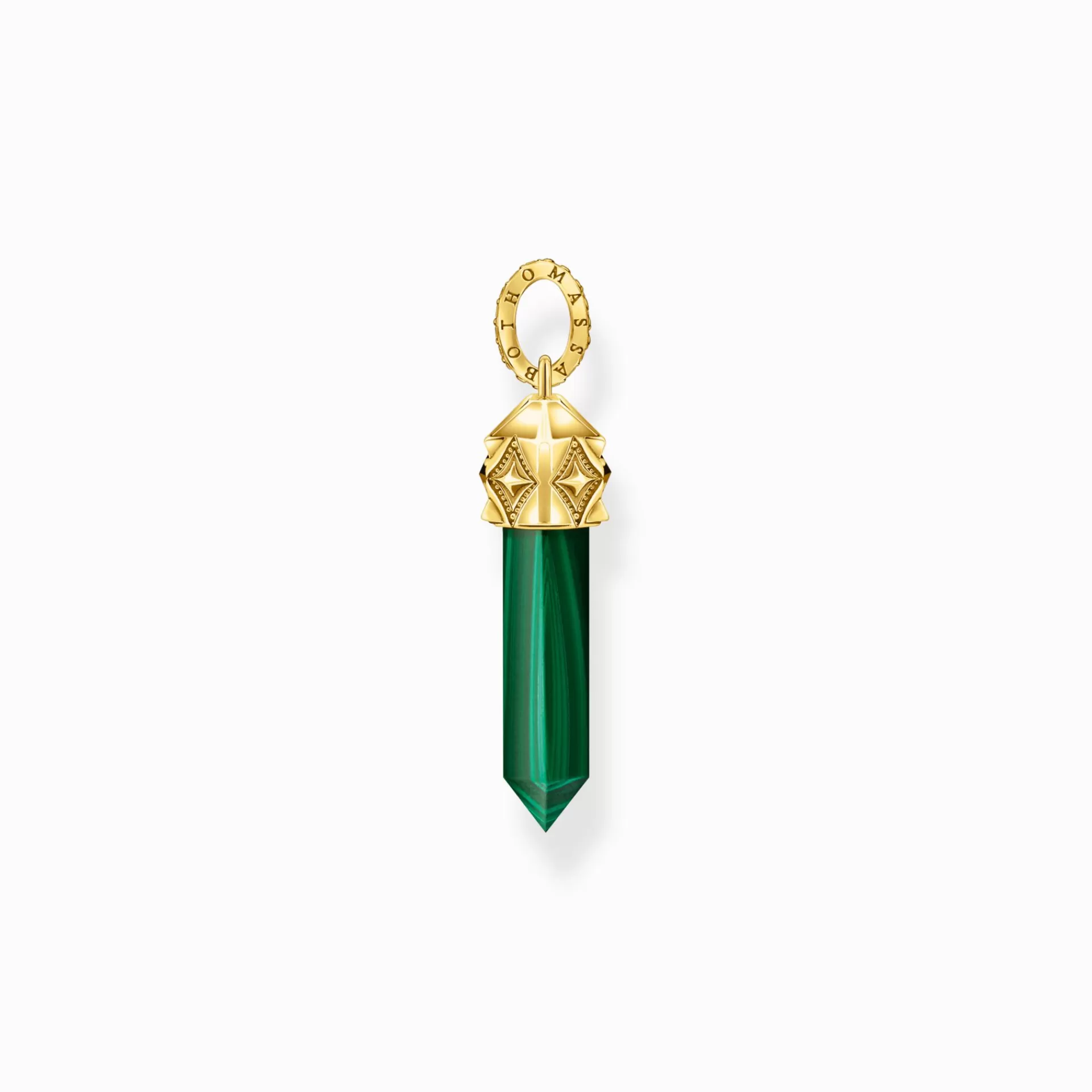 THOMAS SABO Hängsmycken | Hängen<H&AUML;NGSMYCKE GR&OUML;N MALAKIT I KRISTALLFORM, PL&AUML;TERAT gult guldfargad, svart, grön