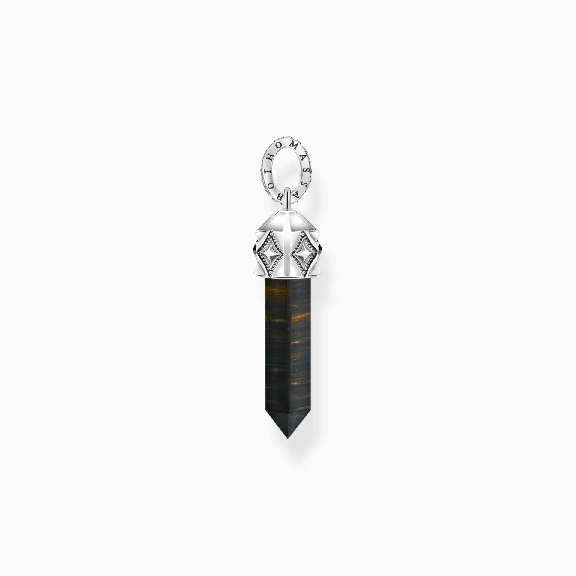 THOMAS SABO Hängsmycken | Hängen<H&AUML;NGSMYCKE GYLLENBL&ARING;TT TIGER&OUML;GA I KRISTALLFORM, SV&AUML;RTAT SILVER silverfargad, svart, blå