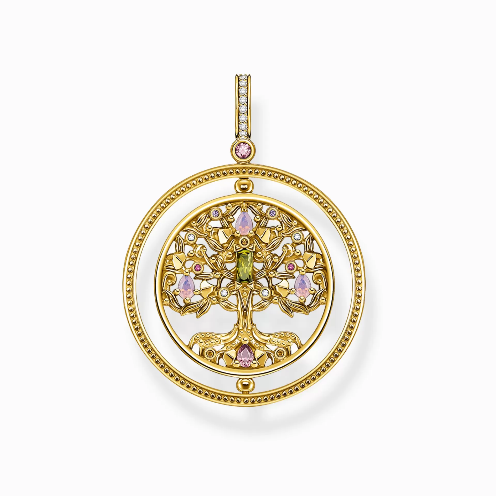 THOMAS SABO Hängsmycken | Livets träd<H&AUML;NGSMYCKE K&AUML;RLEKENS TR&AUML;D GULD STENAR I F&AUML;RG gult guldfargad, rosa, orange, röd, grön, violett, vit, blå