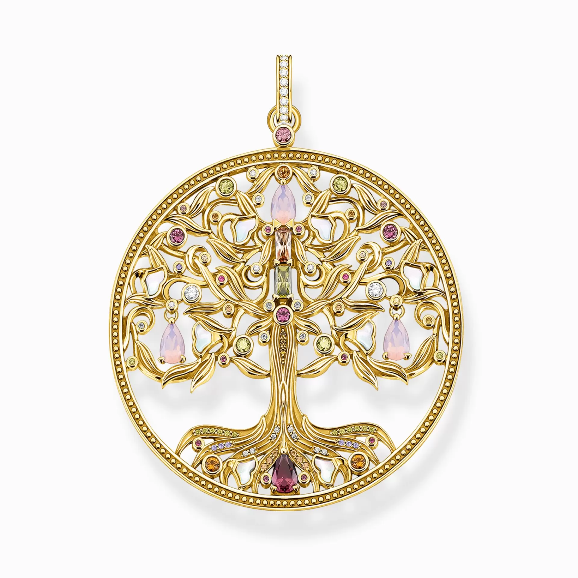 THOMAS SABO Hängsmycken | 18K plätering<H&AUML;NGSMYCKE K&AUML;RLEKENS TR&AUML;D GULD STENAR I F&AUML;RG gult guldfargad, rosa, orange, röd, grön, champagnefargad, violett, blå