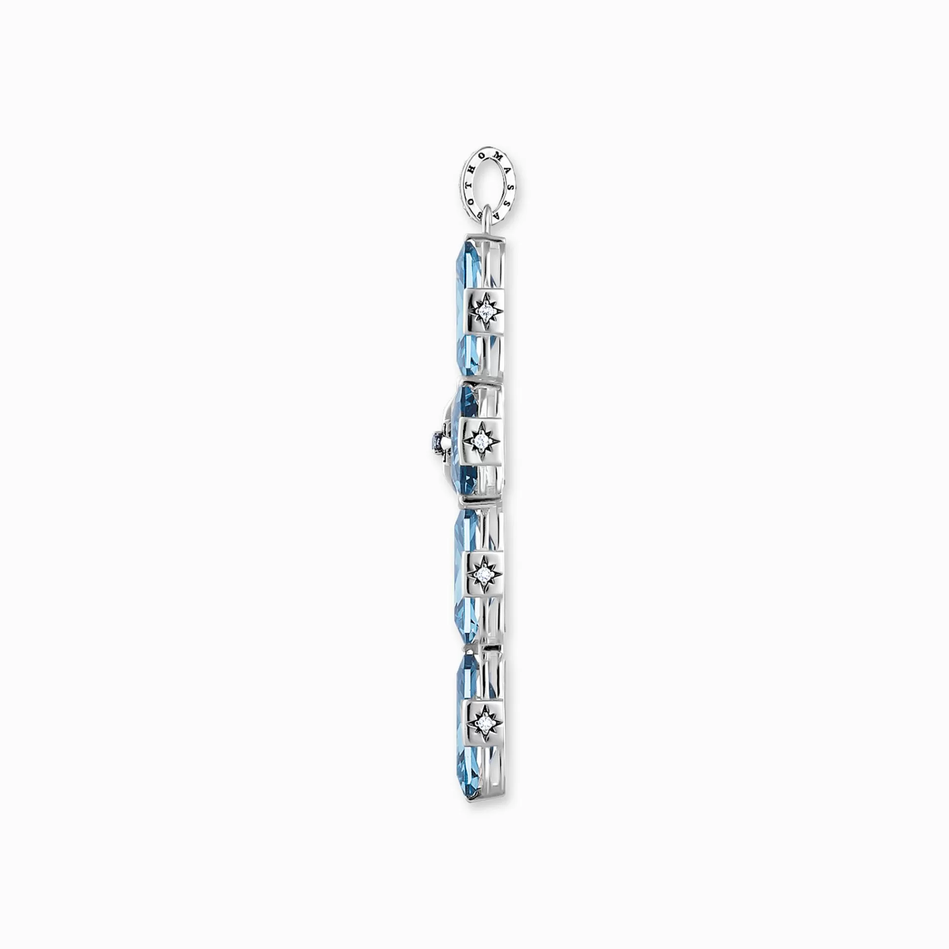 THOMAS SABO Halsband | Hängsmycken<H&AUML;NGSMYCKE KORS MED STORA AKVAMARINBL&ARING; STENAR OCH STJ&AUML;RNA SILVER ljusblå, vit, silverfargad