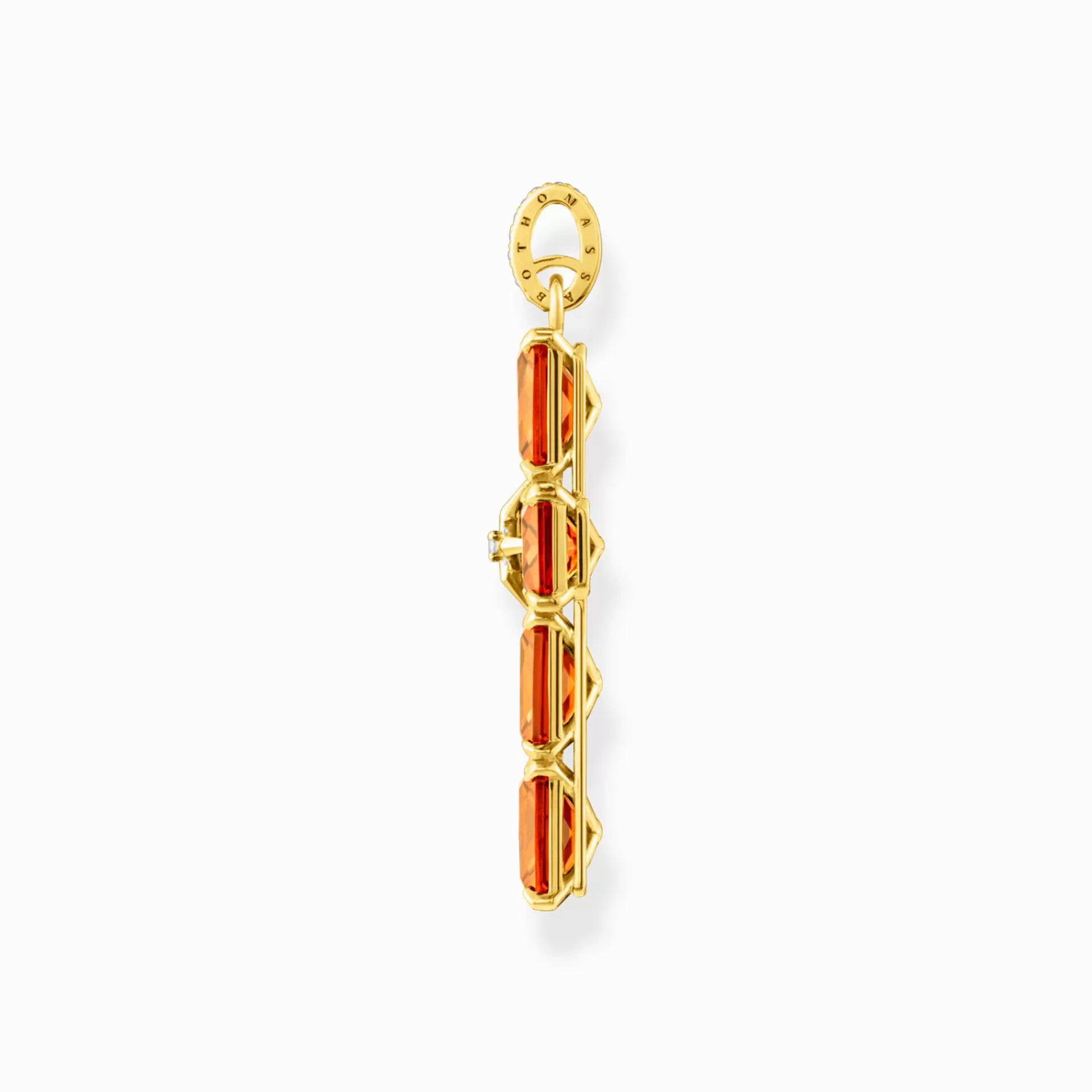 THOMAS SABO Halsband | Hängsmycken<H&AUML;NGSMYCKE KORS MED STORA ORANGE STENAR OCH STJ&AUML;RNA GULDPL&AUML;TERAD gult guldfargad, orange, vit