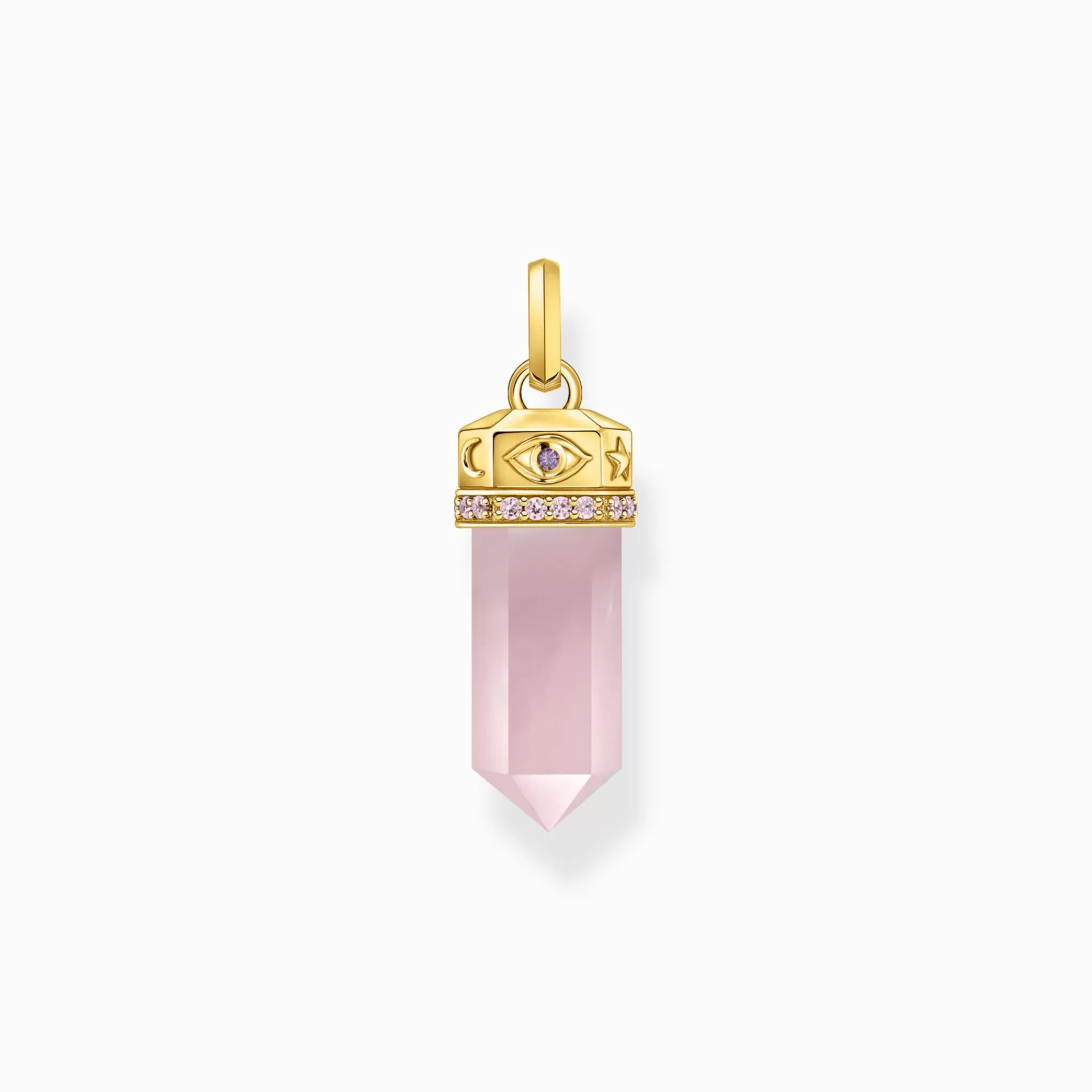 THOMAS SABO Hängsmycken | 18K plätering<H&AUML;NGSMYCKE MED ROSENKVARTSKRISTALL - F&OUML;RGYLLT gult guldfargad, rosa, violett, röd