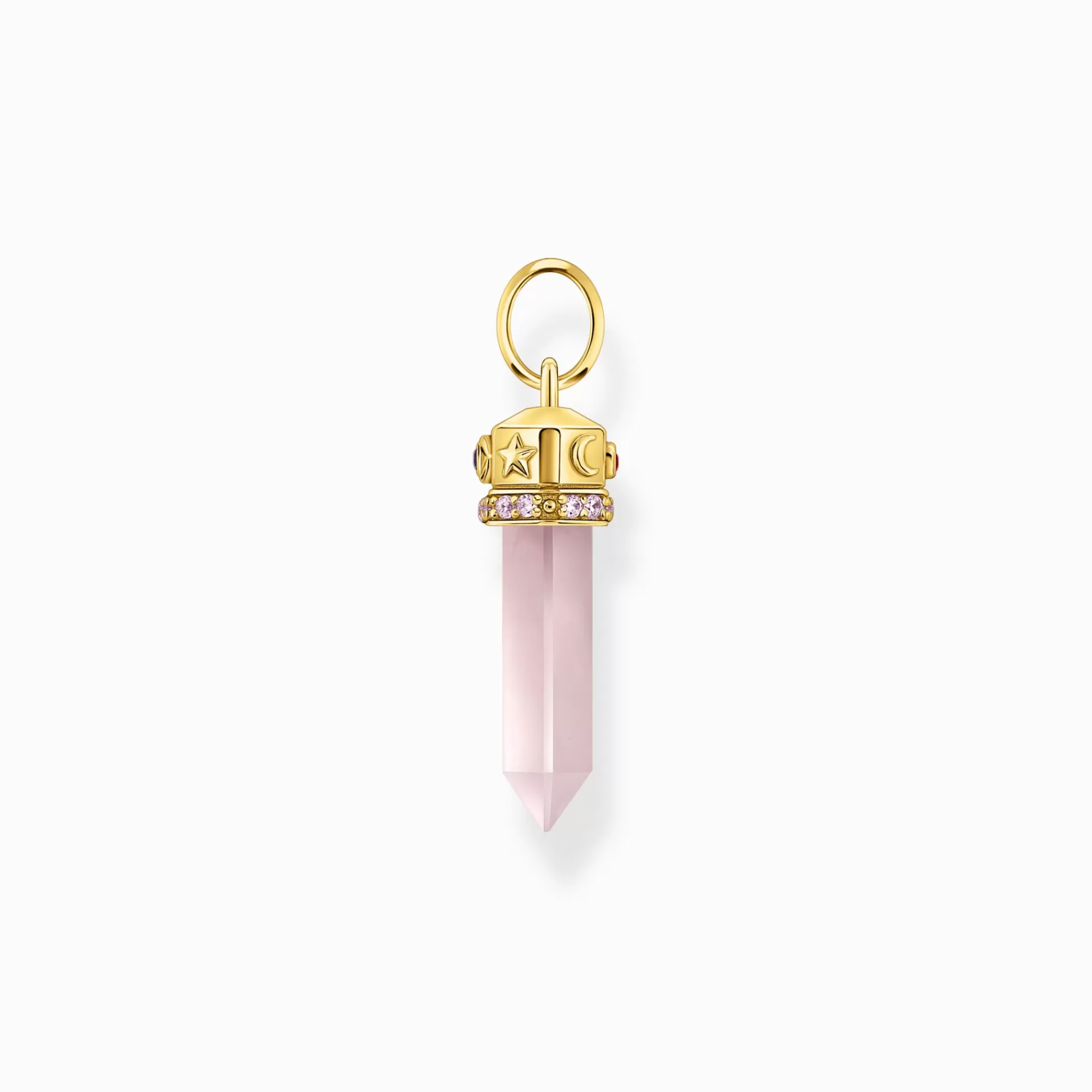 THOMAS SABO Hängsmycken | 18K plätering<H&AUML;NGSMYCKE MED ROSENKVARTSKRISTALL - F&OUML;RGYLLT gult guldfargad, rosa, violett, röd