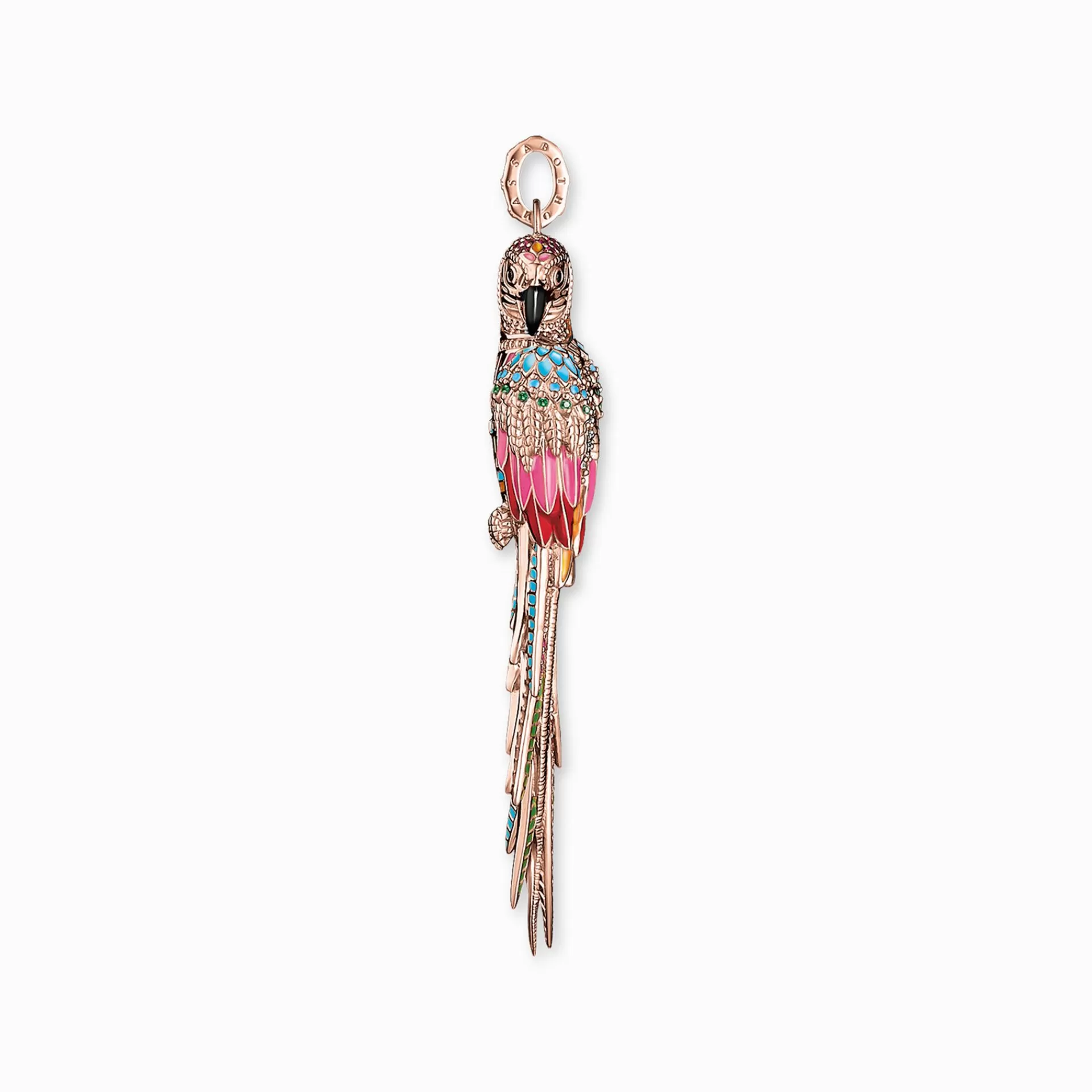 THOMAS SABO Hängsmycken | 18K roséguldplätering<H&AUML;NGSMYCKE PAPEGOJA ROS&EACUTE; rosa, svart, turkos, vit, grön, roséguldfargad, röd
