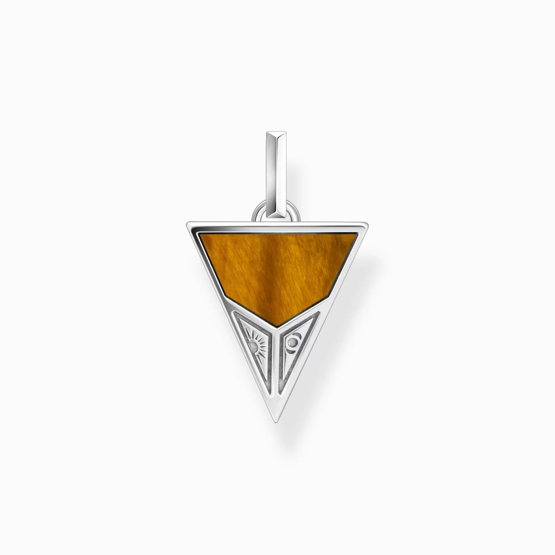 THOMAS SABO Hängsmycken | Återvunnet 925 silver<H&AUML;NGSMYCKE PYRAMID MED SVARTA ONYX BEADS OCH TIGER&OUML;GA BEADS SILVER silverfargad, brun, svart