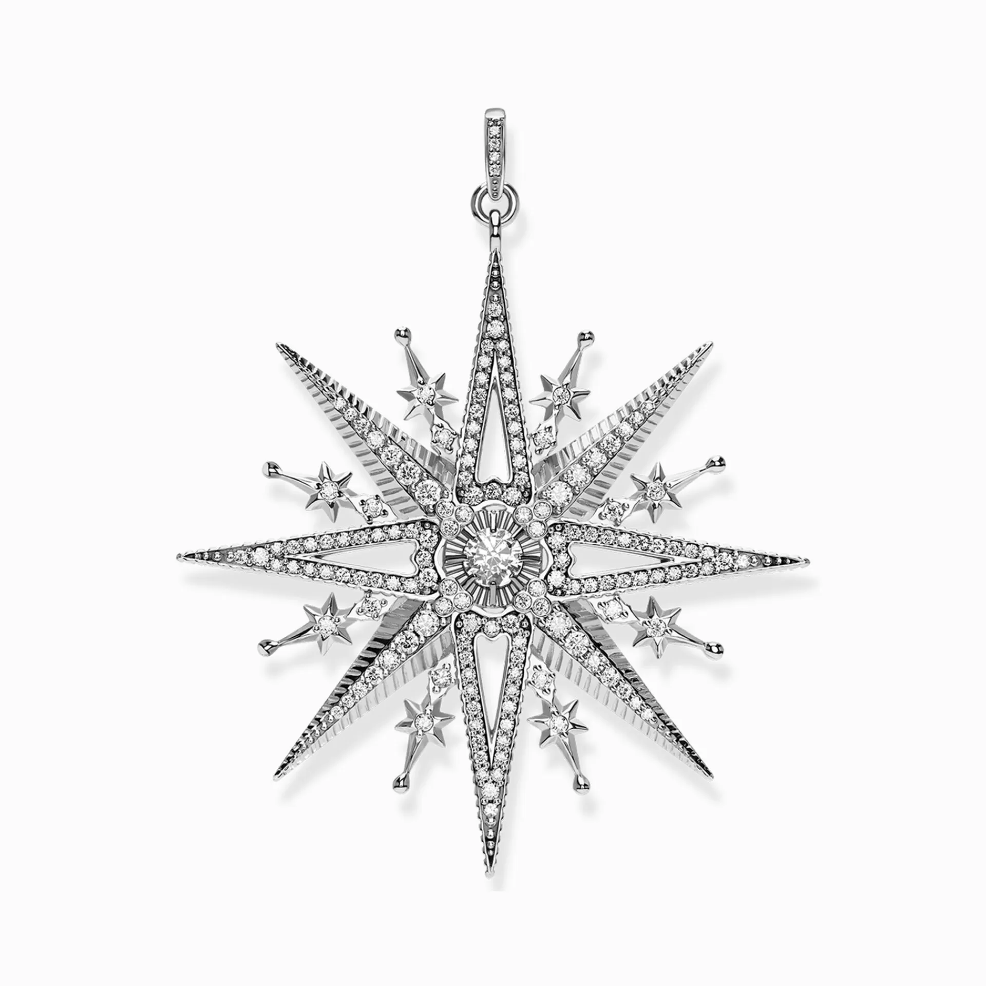 THOMAS SABO Hängsmycken | Återvunnet 925 silver<H&AUML;NGSMYCKE ROYALTY STJ&AUML;RNA SILVER silverfargad, vit
