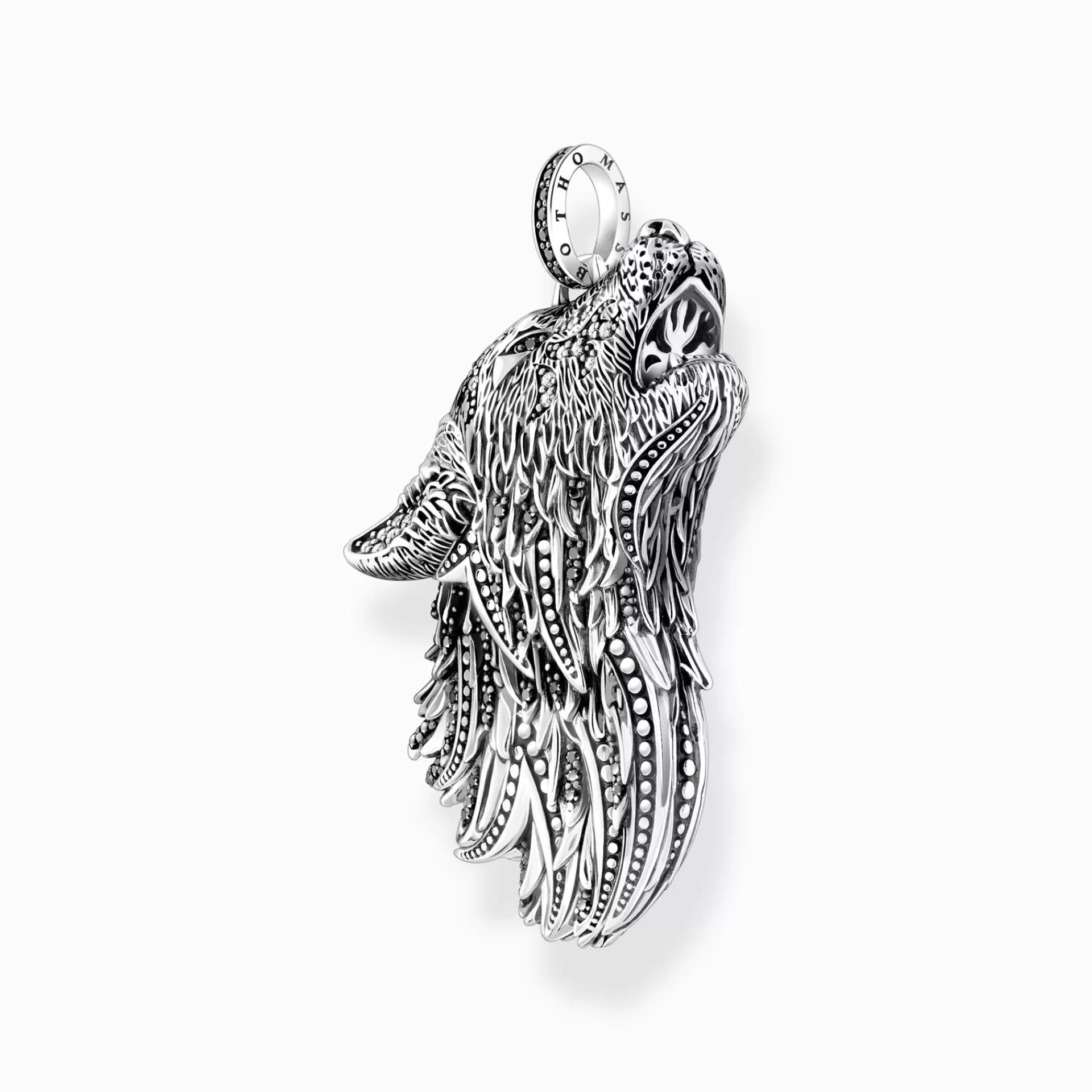 THOMAS SABO Hängsmycken<H&AUML;NGSMYCKE VARGANSIKTE I PROFIL MED STENAR, SV&AUML;RTAT SILVER silverfargad, vit, svart