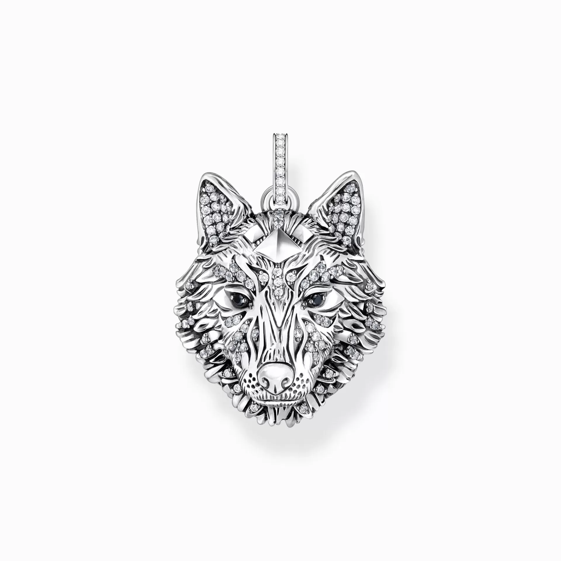 THOMAS SABO Hängsmycken | Hängen<H&AUML;NGSMYCKE VARGANSIKTE MED STENAR, SV&AUML;RTAT SILVER silverfargad, vit, svart