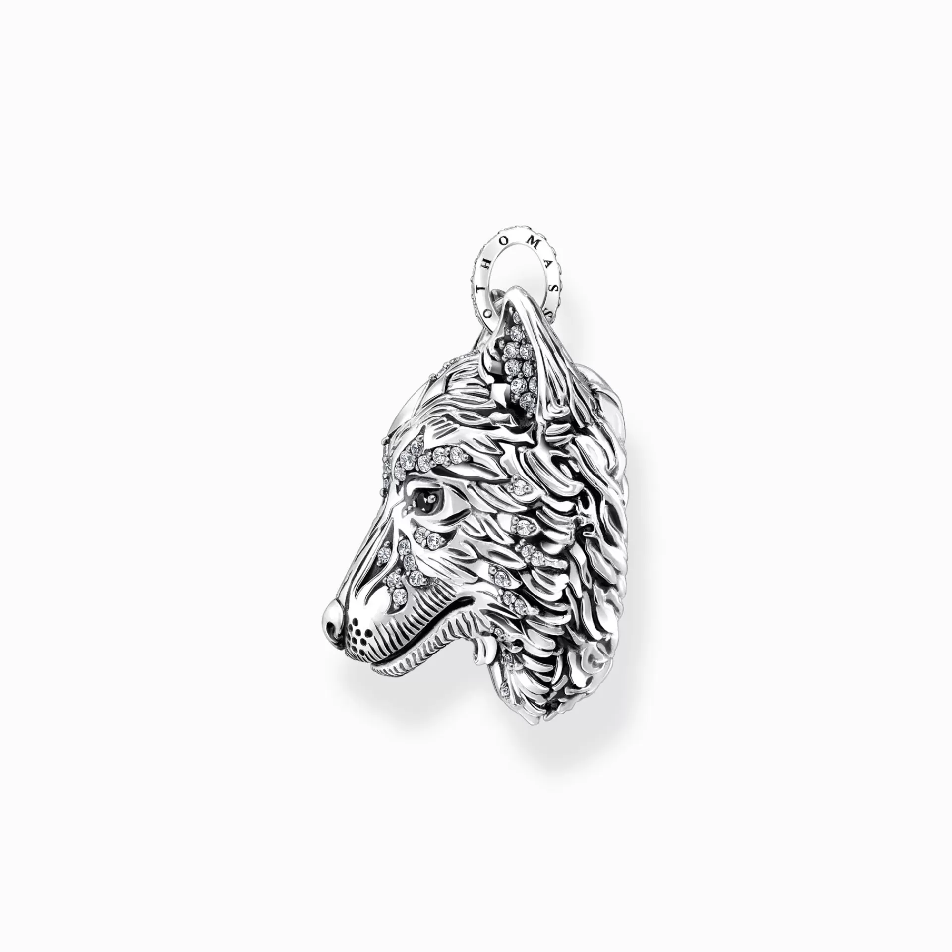 THOMAS SABO Hängsmycken | Hängen<H&AUML;NGSMYCKE VARGANSIKTE MED STENAR, SV&AUML;RTAT SILVER silverfargad, vit, svart