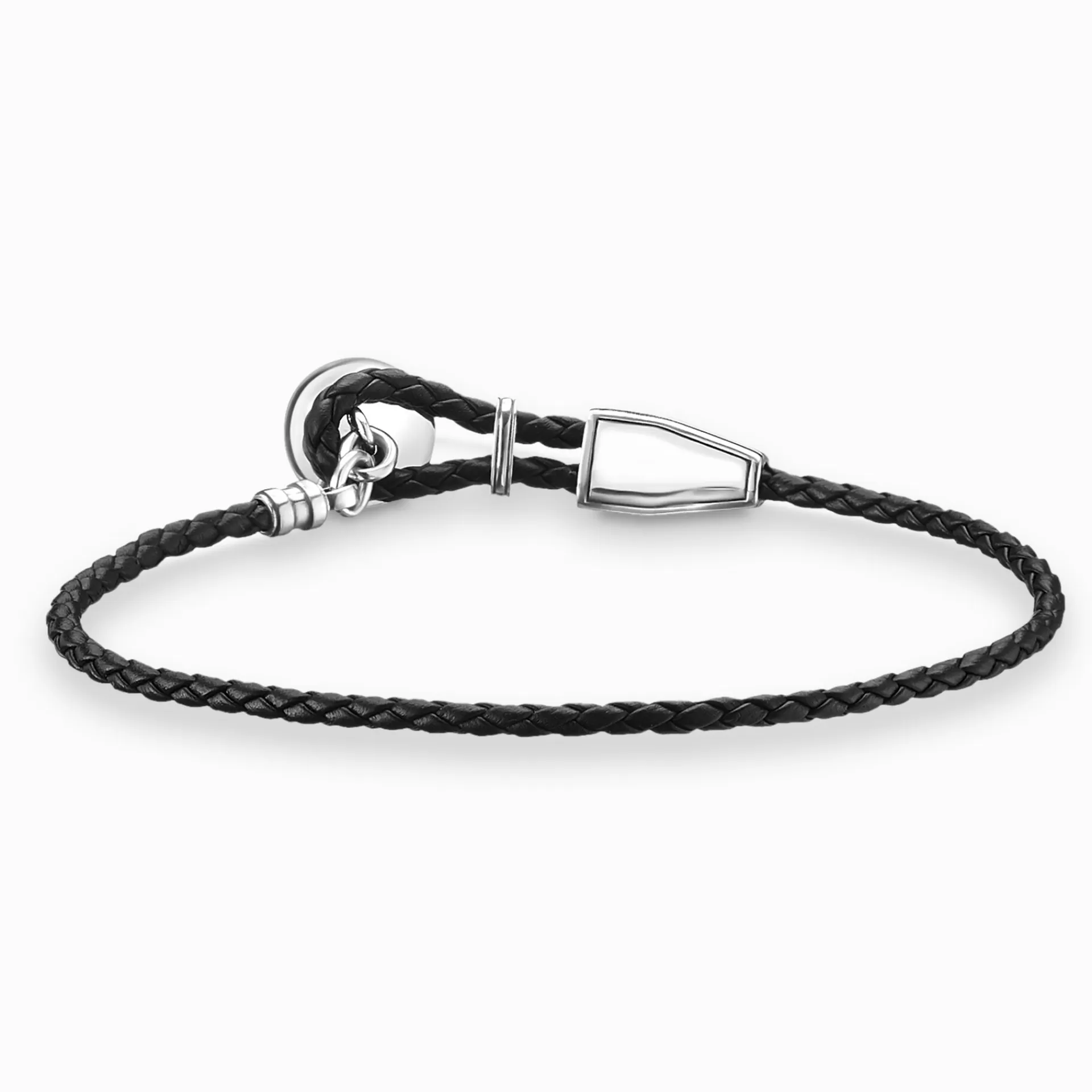 THOMAS SABO Armband | Återvunnet 925 silver<L&AUML;DERARMBAND BRICKA svart, silverfargad