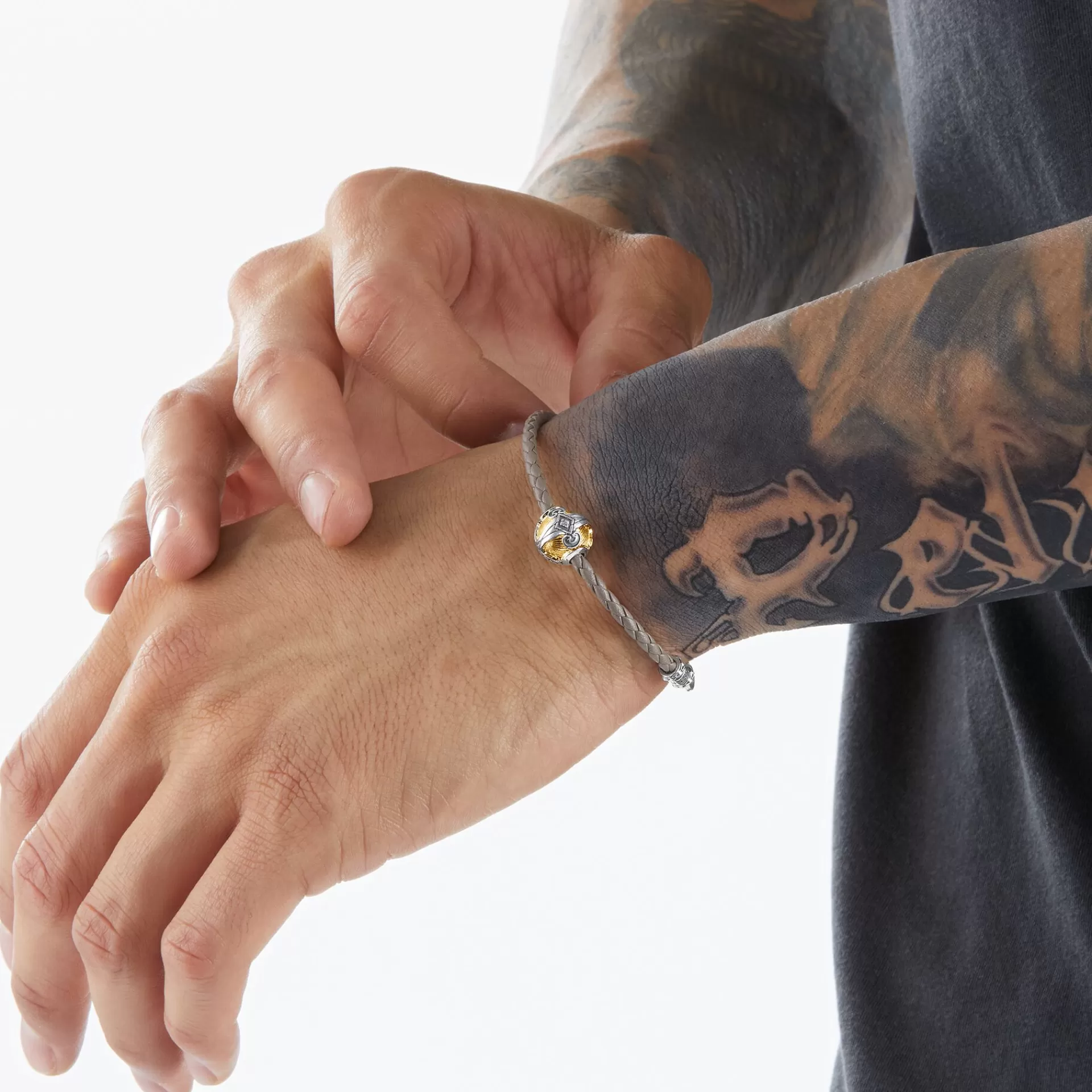 THOMAS SABO Armband | Armband<L&AUML;DERARMBAND GR&ARING; K&AUML;RLEKENS TR&AUML;D GULD silverfargad, grå