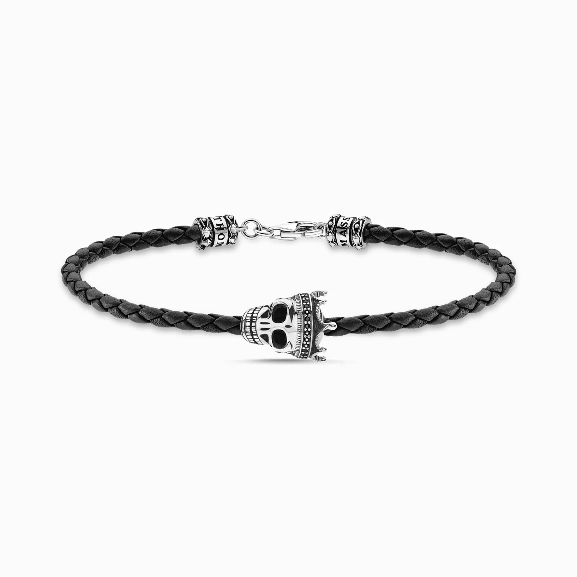 THOMAS SABO Armband | Armband<L&AUML;DERARMBAND SVART D&OUML;DSKALLE silverfargad, svart