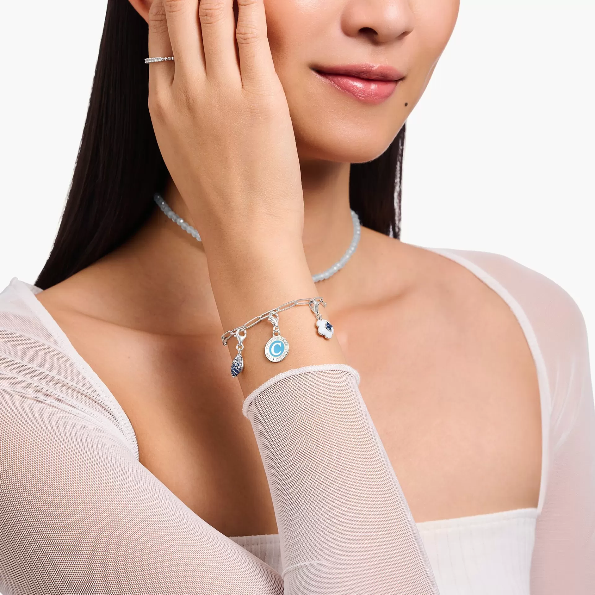 THOMAS SABO Charms | Charms<LEDAMOT CHARM TURKOS CHARMISTA COIN SILVER silverfargad, turkos