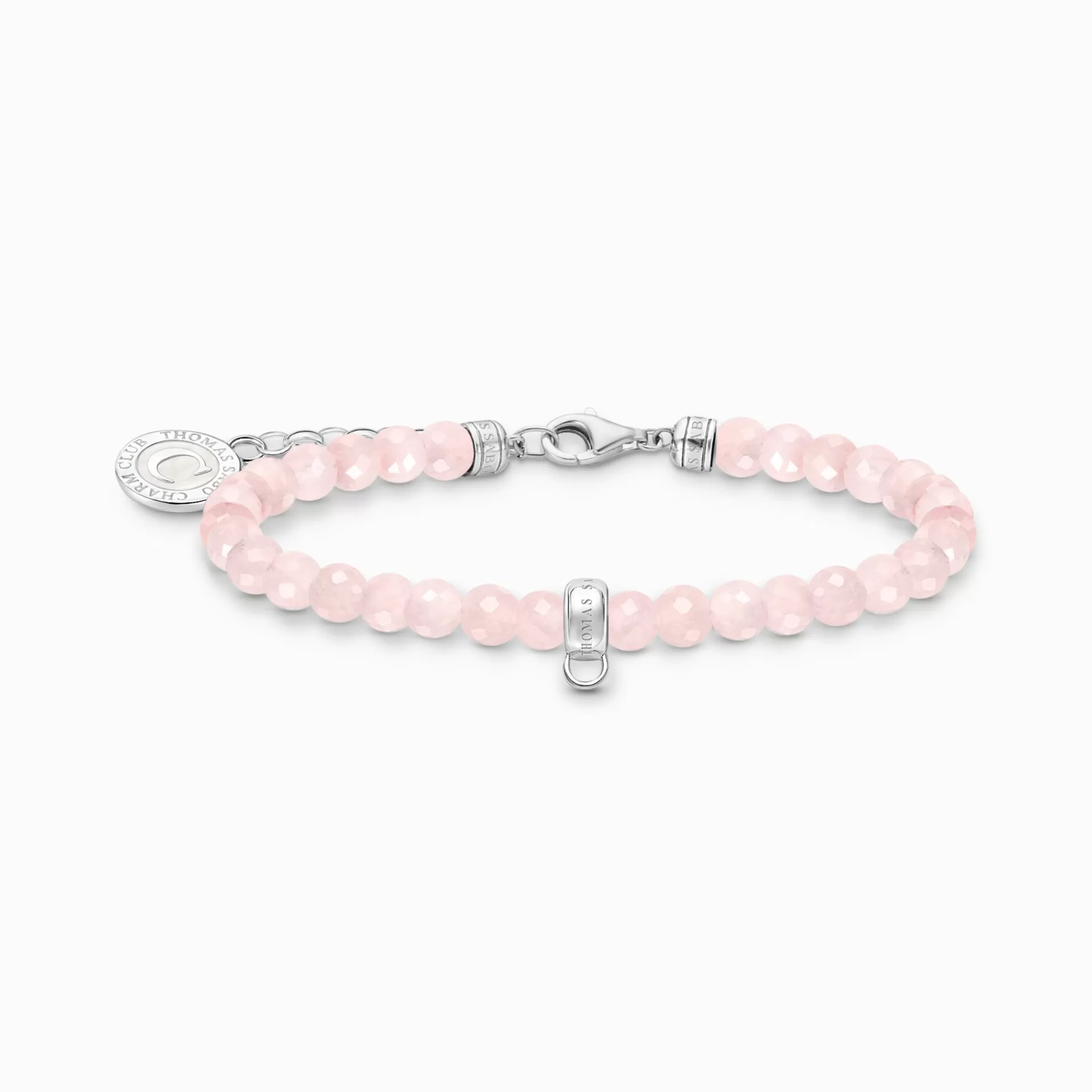 THOMAS SABO Charm Armband | Charm Armband<LEDAMOT CHARM-ARMBAND MED ROSA P&AUML;RLOR, SILVER silverfargad, rosa, vit
