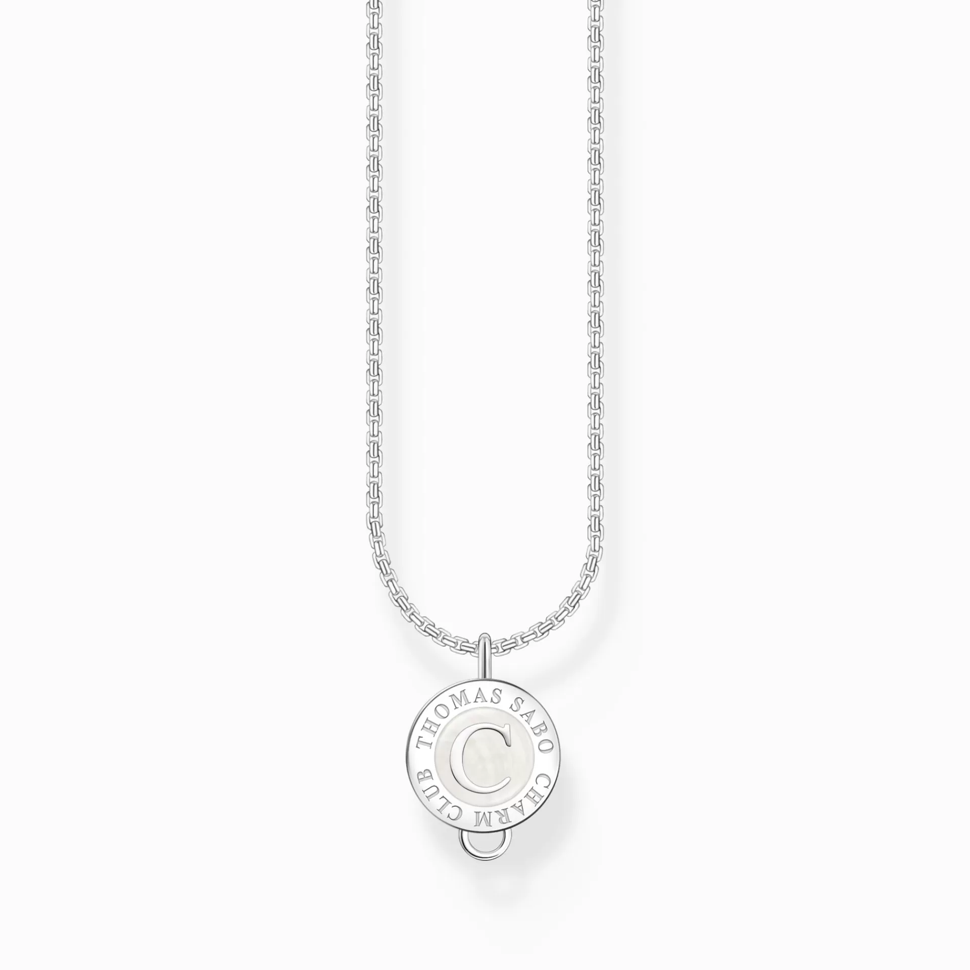 THOMAS SABO Charm Halskedjor | Charm Halskedjor<LEDAMOT CHARM-HALSBAND MED VIT CHARMISTA COIN SILVER silverfargad, vit