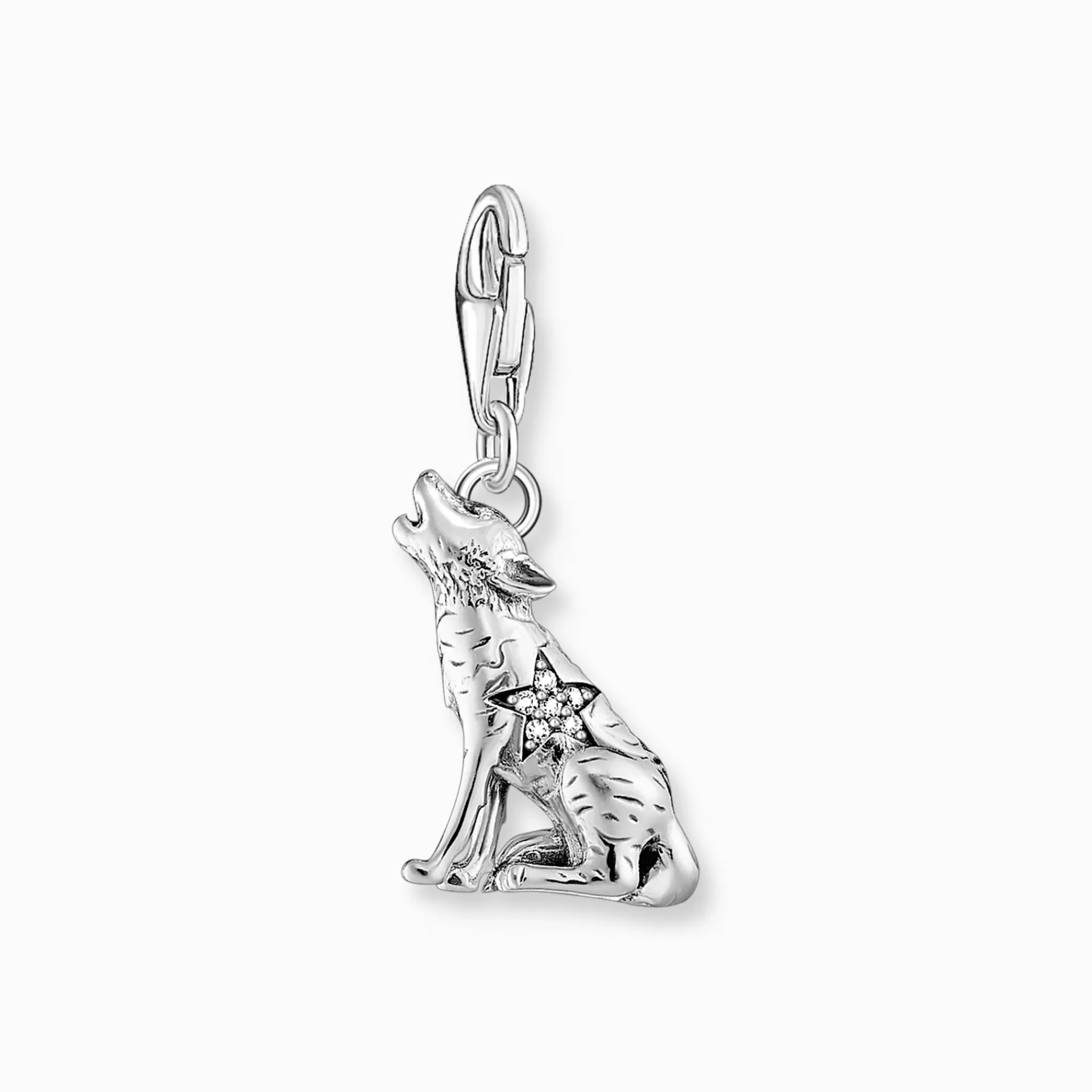 THOMAS SABO Charms | Charms<LEDAMOT CHARM-H&AUML;NGSMYCKEI FORM AV EN YLANDE VARG, SILVER silverfargad, vit