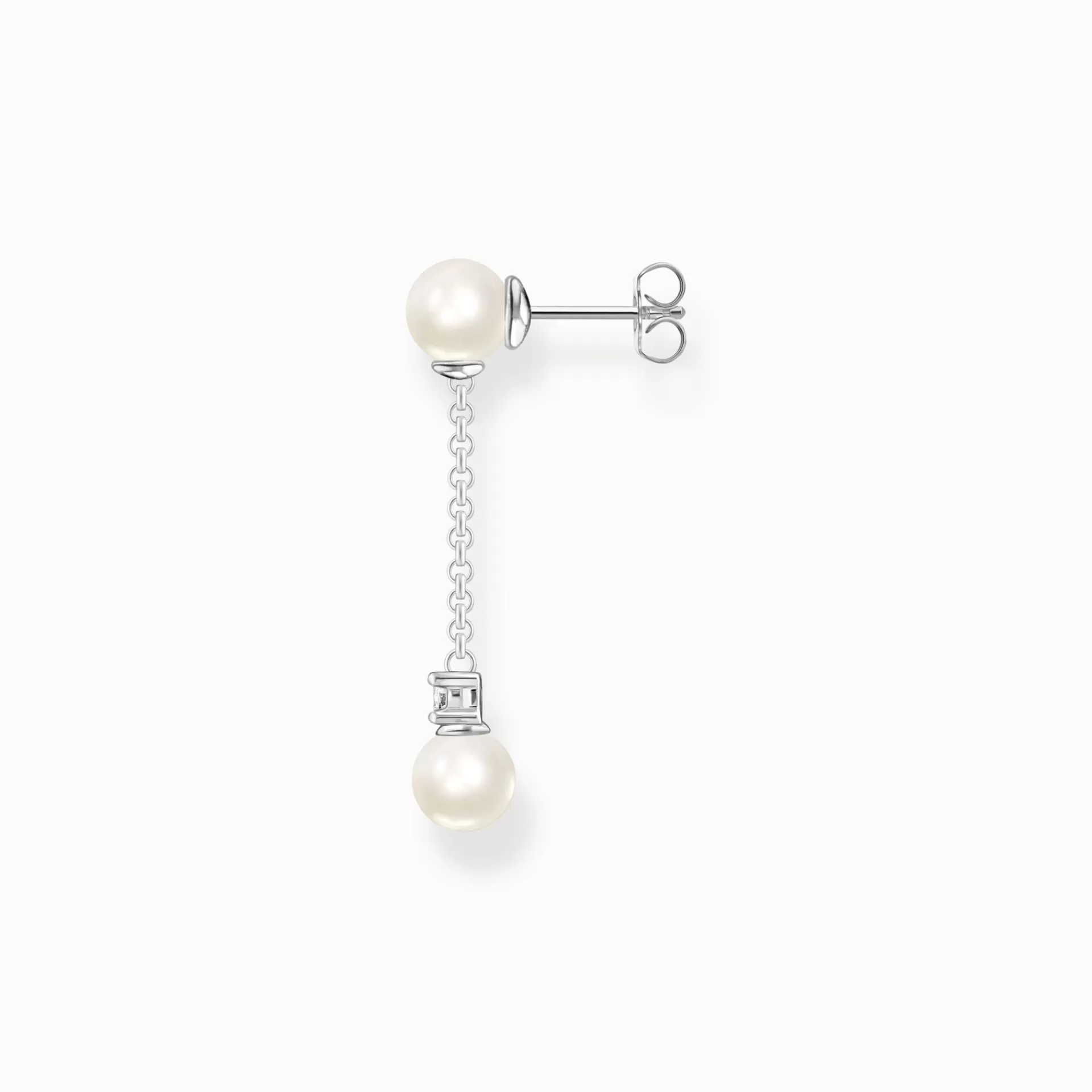 THOMAS SABO Örhängen | Återvunnet 925 silver<&OUML;RH&AUML;NGE INDIVIDUELLT P&AUML;RLOR MED VIT STEN SILVER silverfargad, vit