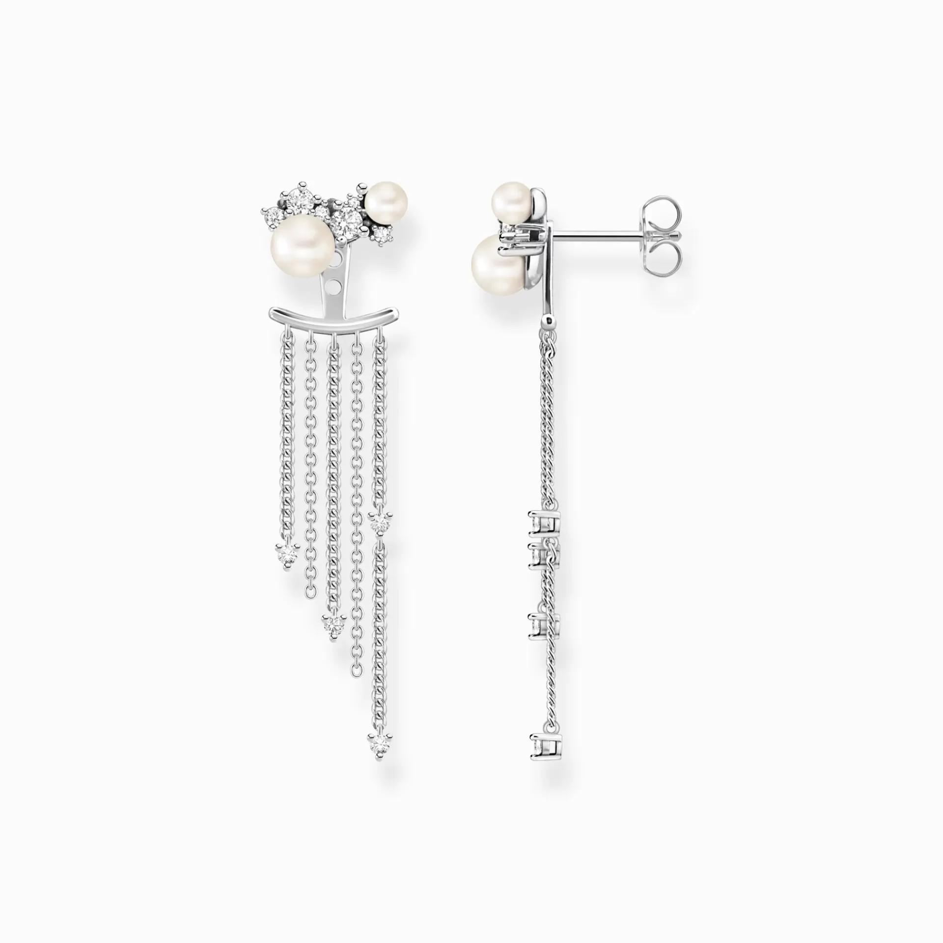THOMAS SABO Örhängen | Återvunnet 925 silver<&OUML;RH&AUML;NGE P&AUML;RLA MED VINTERSOLSTR&ARING;LAR SILVER silverfargad, vit