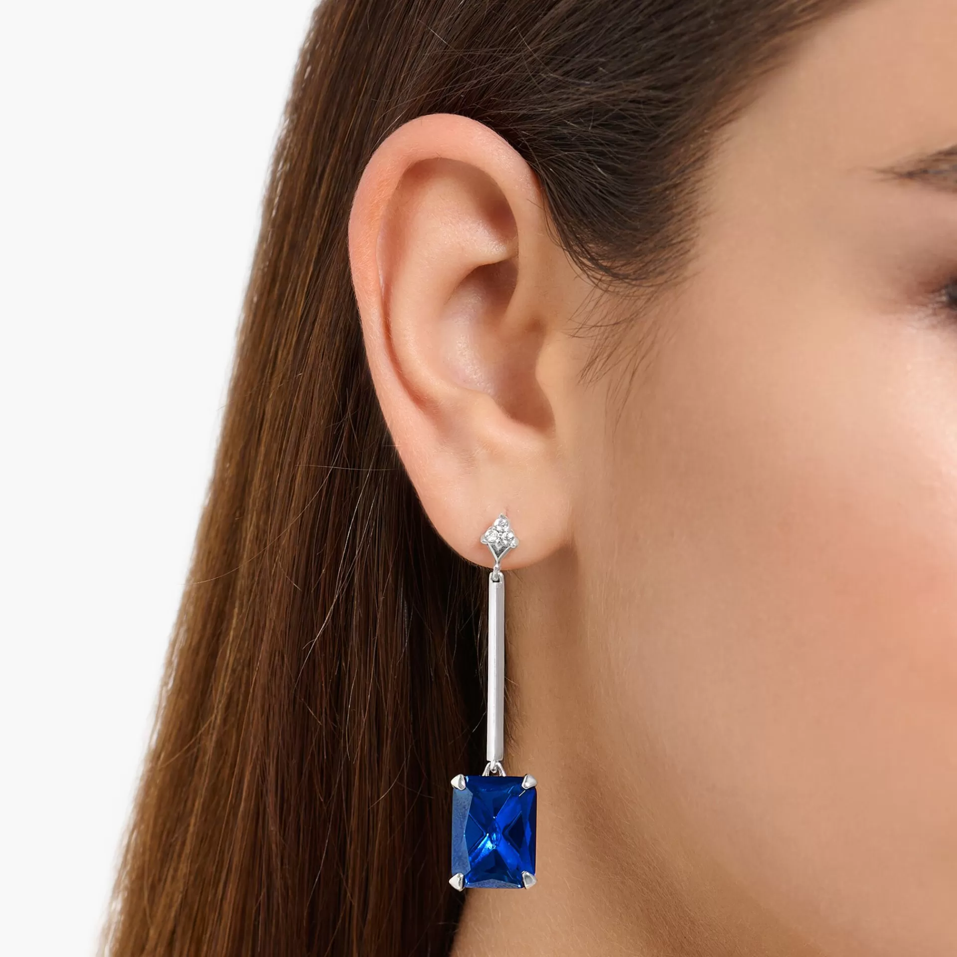 THOMAS SABO Örhängen | Återvunnet 925 silver<&OUML;RH&AUML;NGEN BL&ARING; STEN SILVER silverfargad, mörkblå, vit