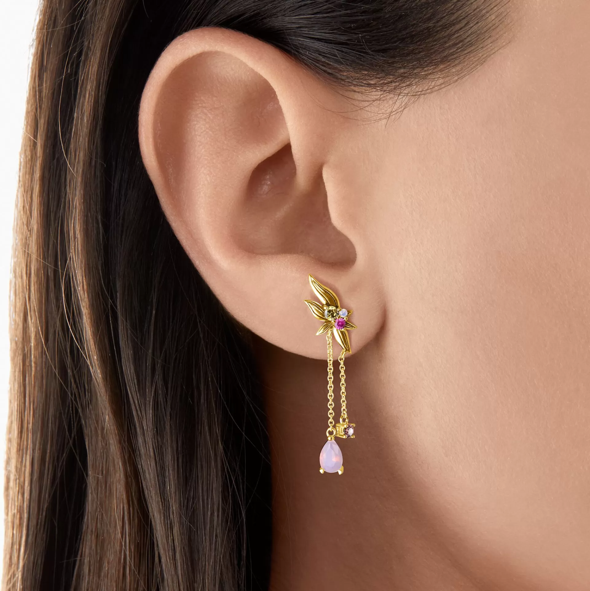 THOMAS SABO Örhängen<&OUML;RH&AUML;NGEN BLOMMA MED STENAR I F&AUML;RG GULD gult guldfargad, röd, rosa, violett, grön