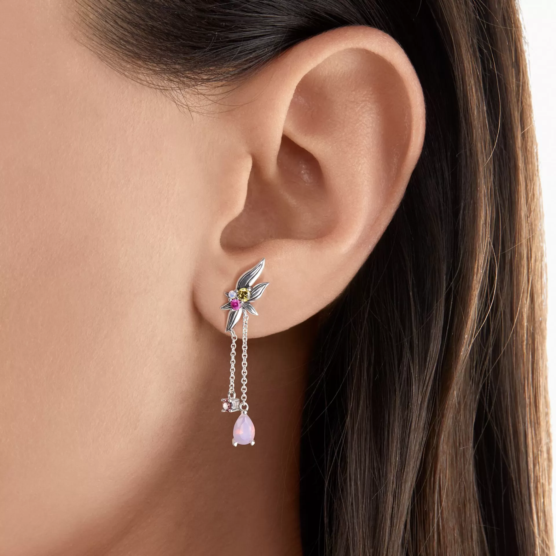 THOMAS SABO Örhängen<&OUML;RH&AUML;NGEN BLOMMA MED STENAR I F&AUML;RG SILVER silverfargad, röd, rosa, violett, grön