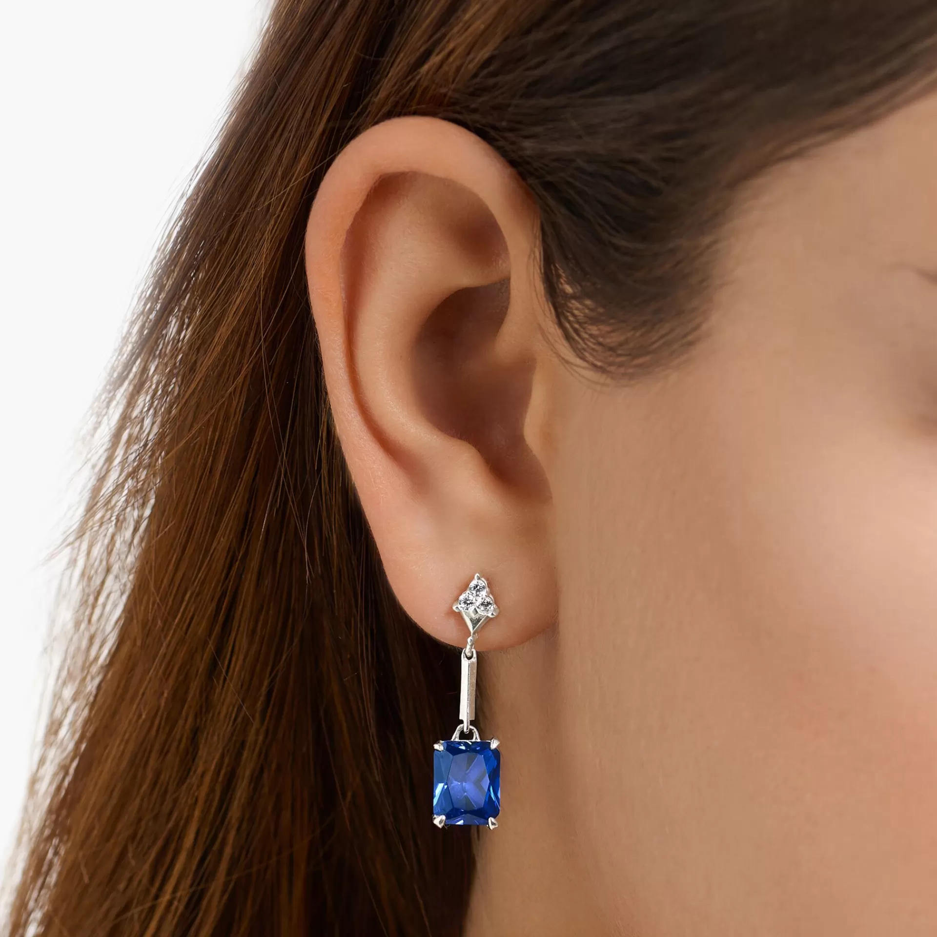THOMAS SABO Örhängen | Återvunnet 925 silver<&OUML;RH&AUML;NGEN MED BL&ARING; OCH VITA STENAR SILVER silverfargad, mörkblå, vit