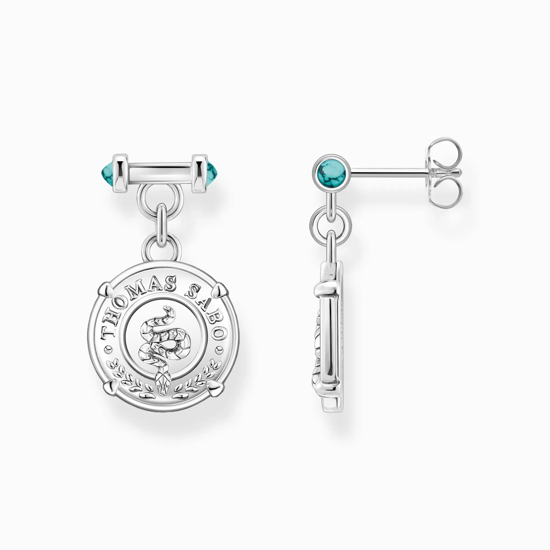 THOMAS SABO Örhängen | Återvunnet 925 silver<&OUML;RH&AUML;NGEN MED BRICKA SILVER silverfargad, turkos