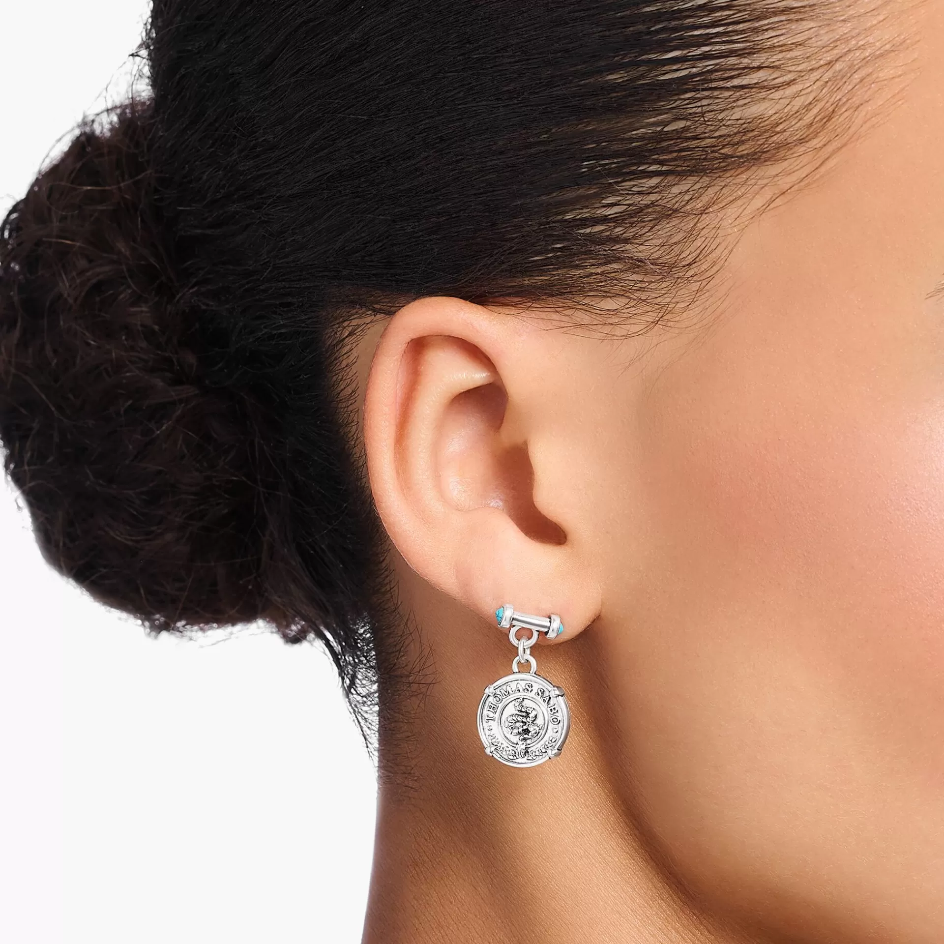 THOMAS SABO Örhängen | Återvunnet 925 silver<&OUML;RH&AUML;NGEN MED BRICKA SILVER silverfargad, turkos