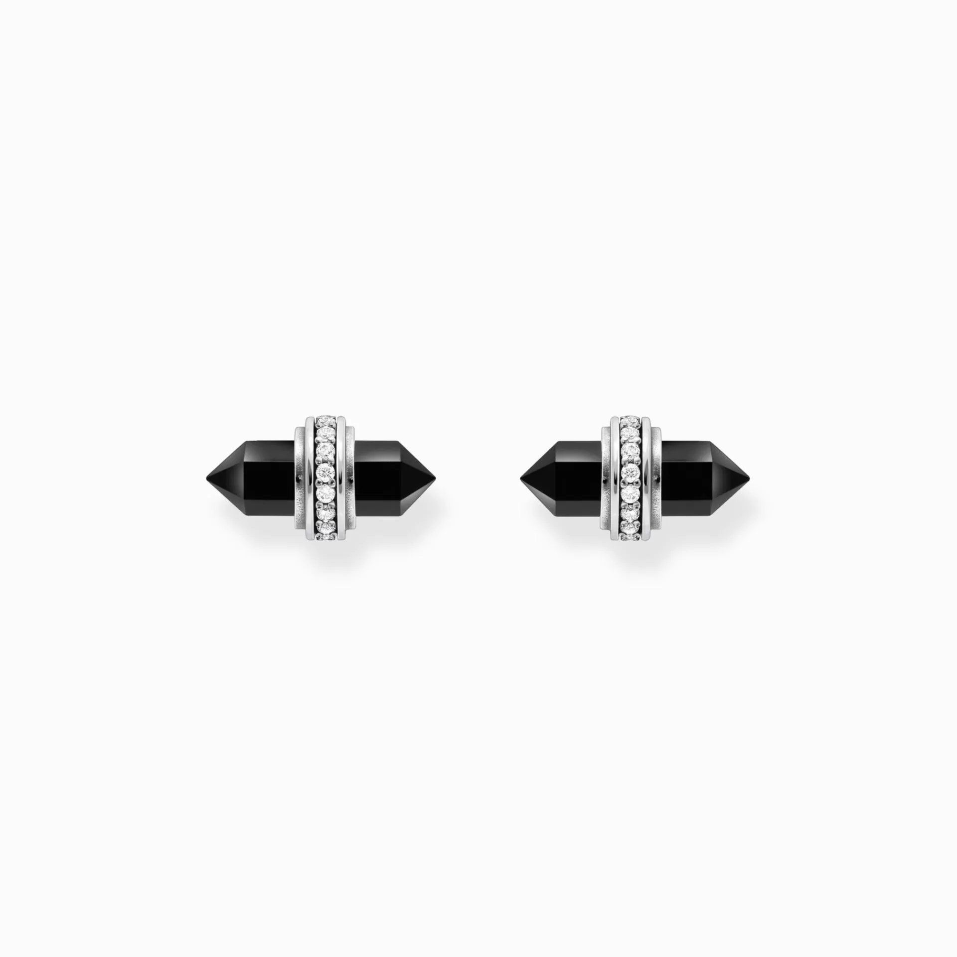 THOMAS SABO Stiftörhängen | Återvunnet 925 silver<&OUML;RH&AUML;NGEN MED SVART ONYX OCH KRISTALL - SILVER silverfargad, vit, svart