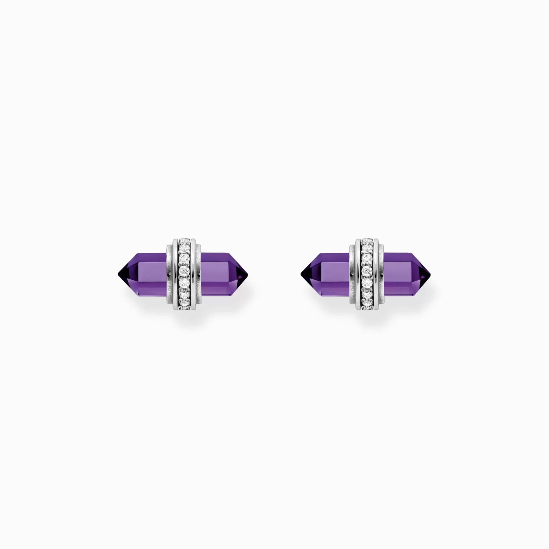 THOMAS SABO Stiftörhängen | Återvunnet 925 silver<&OUML;RH&AUML;NGEN MED VIOLETT ONYX OCH KRISTALL - SILVER silverfargad, vit, violett
