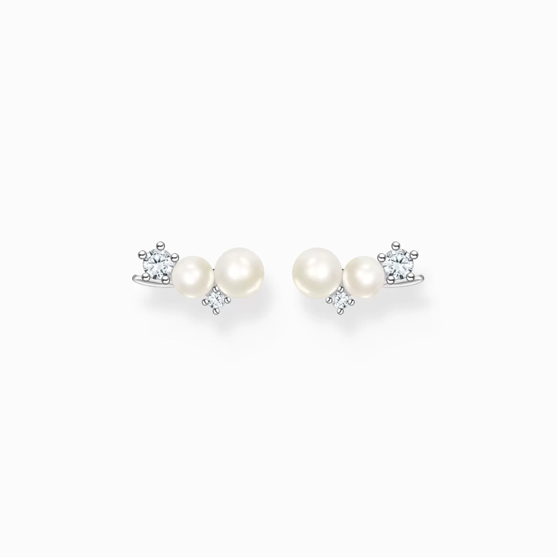THOMAS SABO Stiftörhängen | Örhängen<&OUML;RH&AUML;NGEN &OUML;RONKL&AUML;TTRARE P&AUML;RLOR MED VITA STENAR SILVER silverfargad, vit