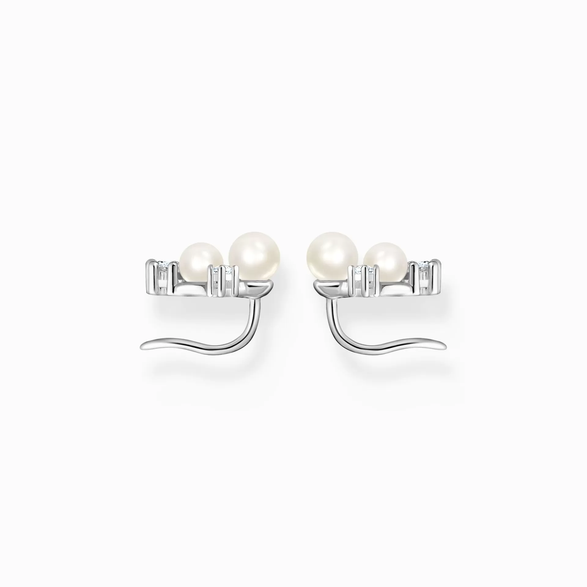 THOMAS SABO Stiftörhängen | Örhängen<&OUML;RH&AUML;NGEN &OUML;RONKL&AUML;TTRARE P&AUML;RLOR MED VITA STENAR SILVER silverfargad, vit