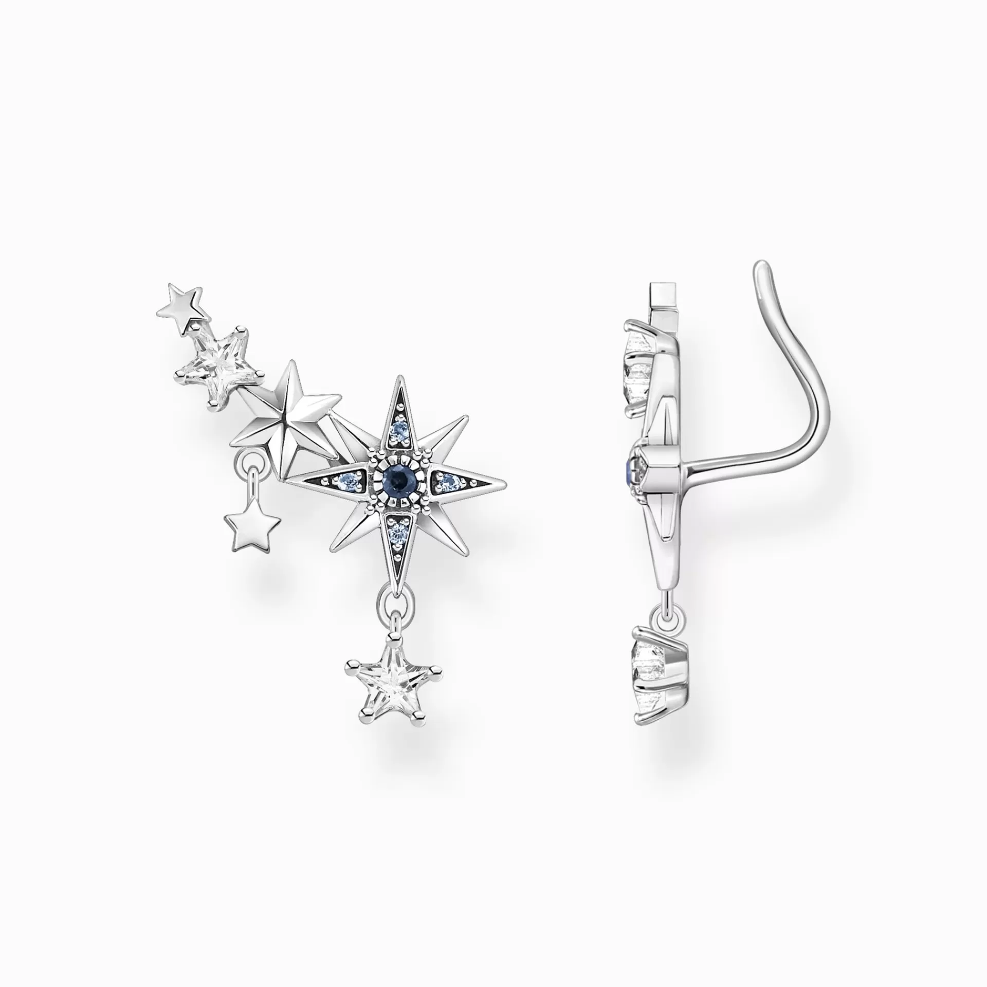 THOMAS SABO Stiftörhängen | Återvunnet 925 silver<&OUML;RH&AUML;NGEN &OUML;RONKL&AUML;TTRARE ROYALTY STJ&AUML;RNOR SILVER silverfargad, mörkblå, ljusblå, vit