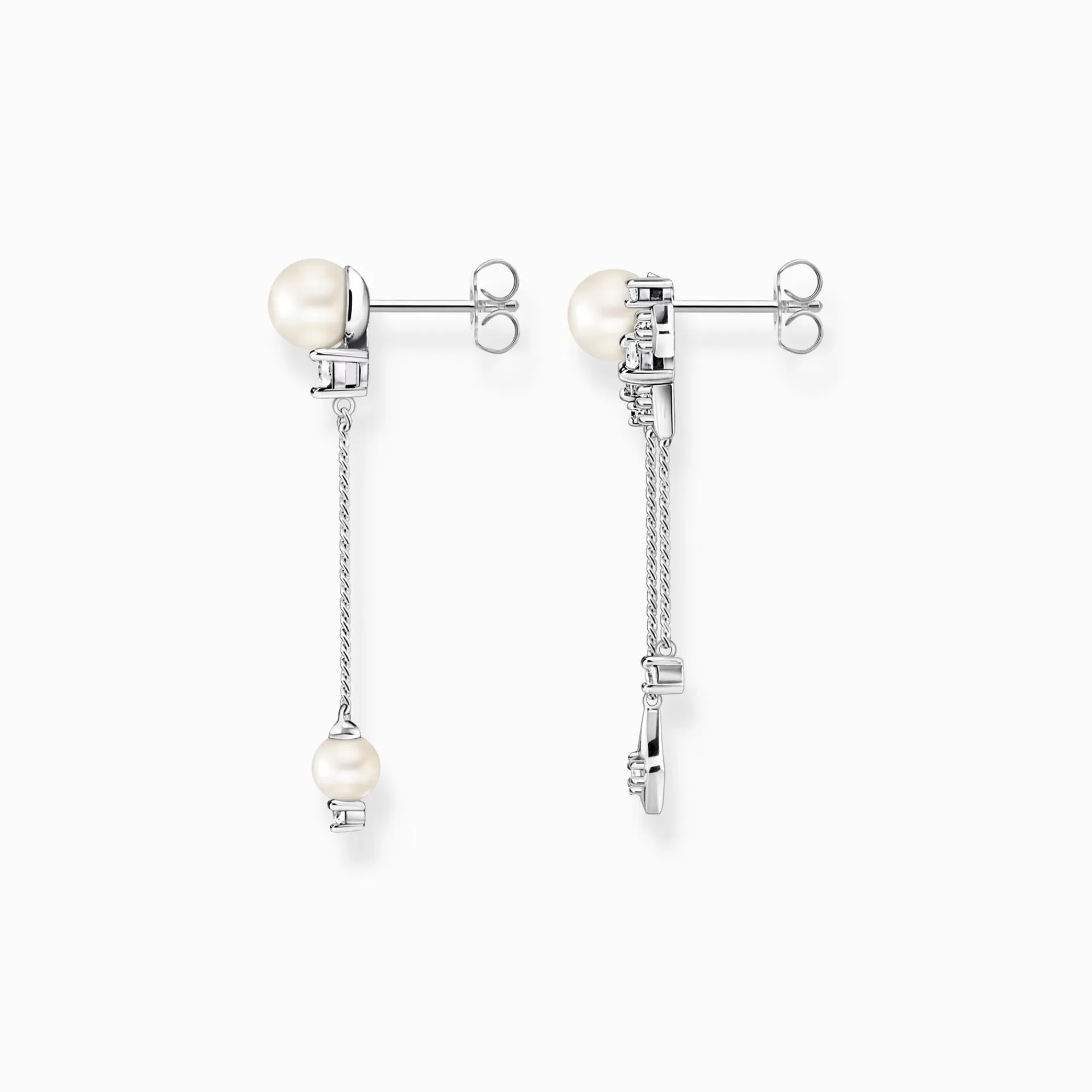 THOMAS SABO Örhängen | Återvunnet 925 silver<&OUML;RH&AUML;NGEN P&AUML;RLA MED VINTERSOLSTR&ARING;LAR SILVER silverfargad, vit