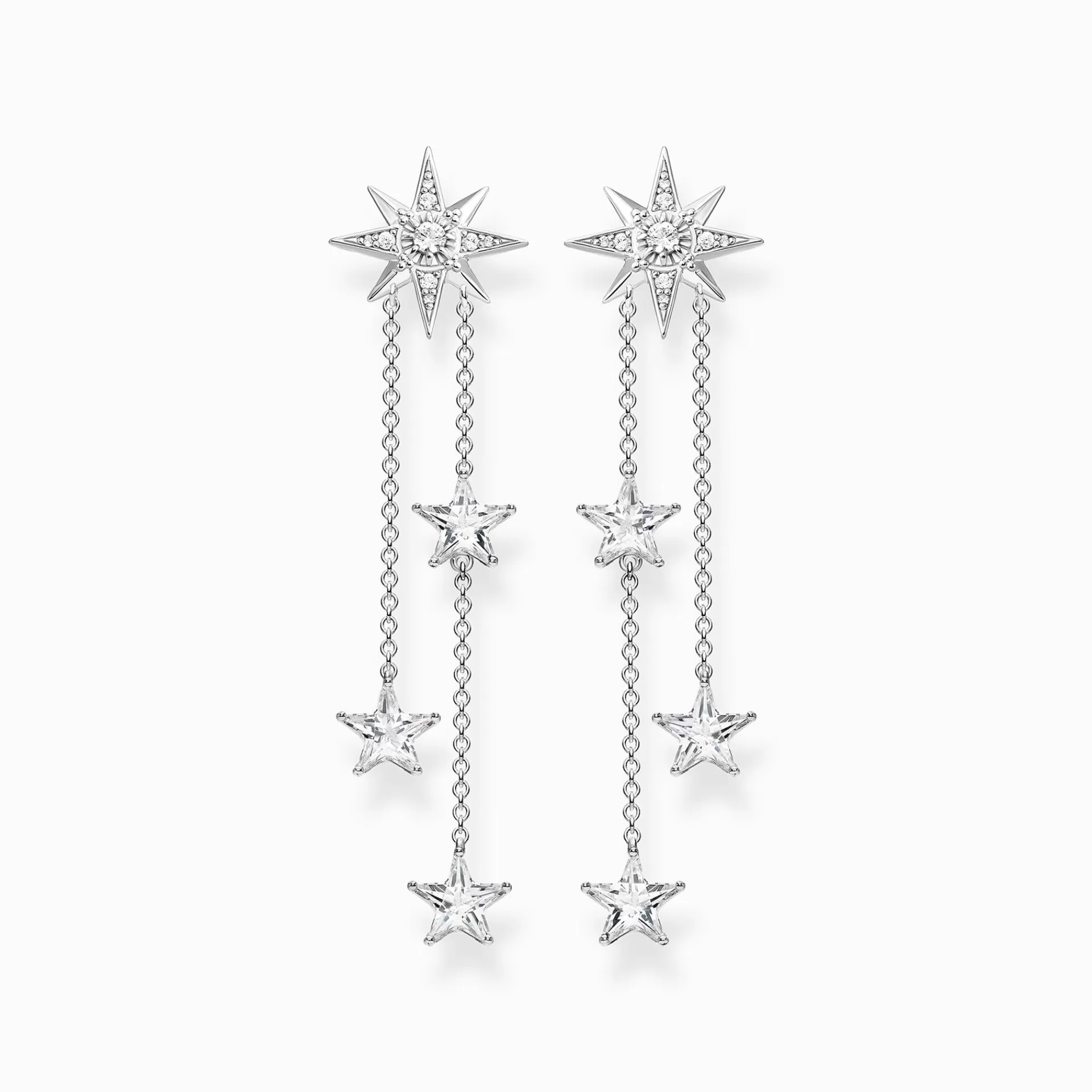 THOMAS SABO Örhängen | Återvunnet 925 silver<&OUML;RH&AUML;NGEN STJ&AUML;RNA SILVER silverfargad, vit