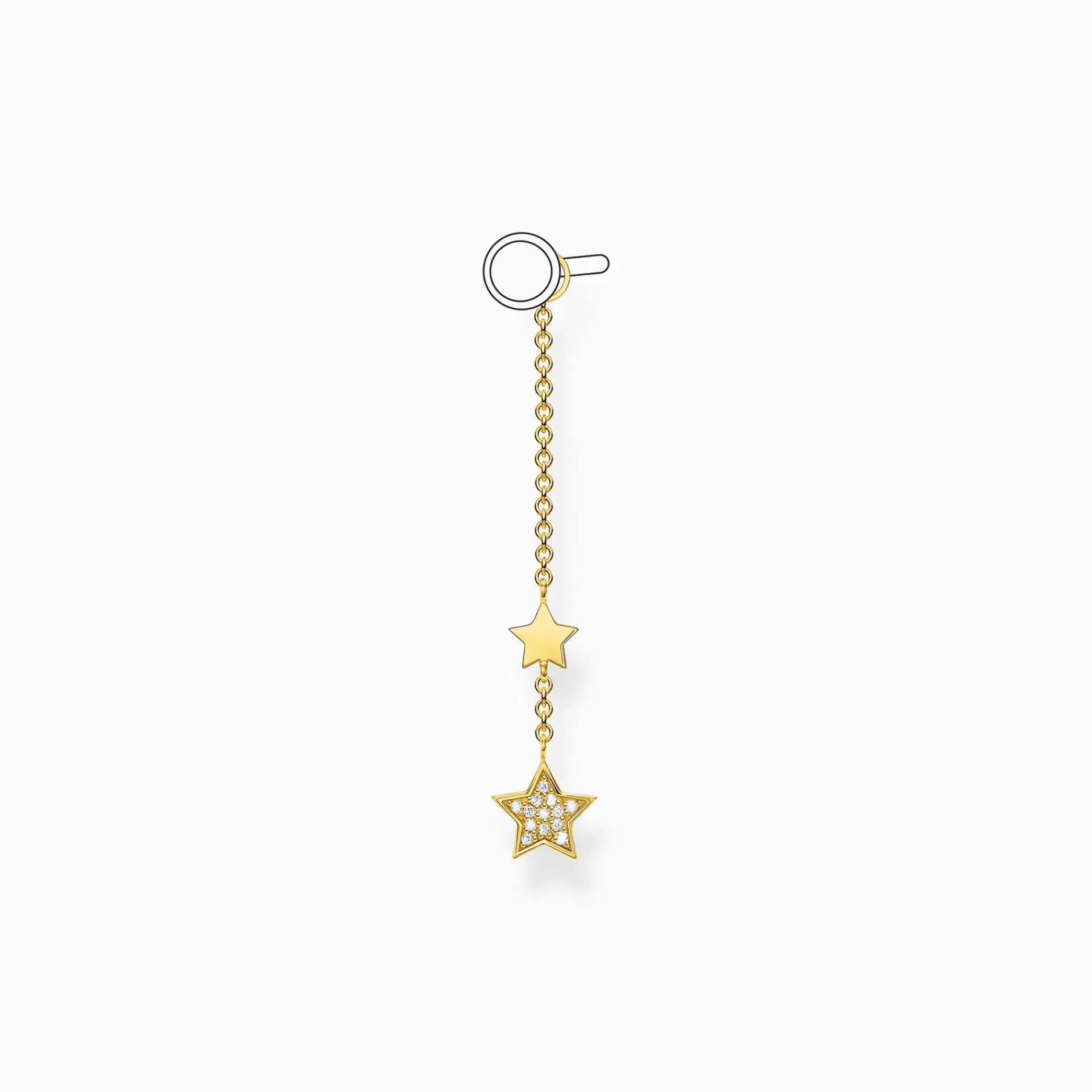 THOMAS SABO Creoler | 18K plätering<&OUML;RH&AUML;NGESBERLOCK INDIVIDUELLT STJ&AUML;RNA GULD gult guldfargad, vit