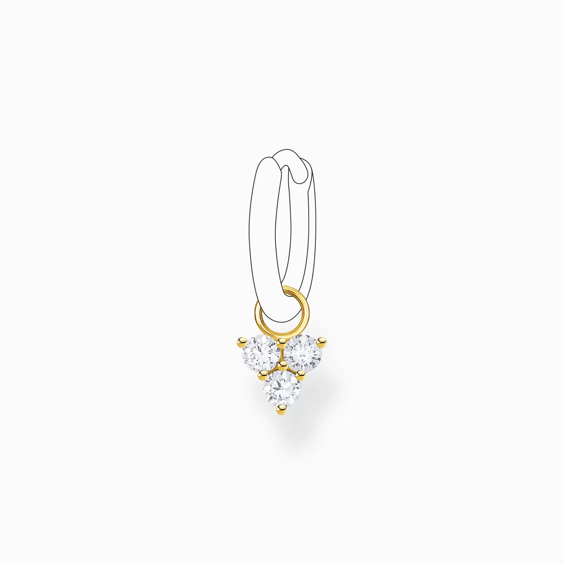 THOMAS SABO Creoler | 18K plätering<&OUML;RH&AUML;NGESBERLOCK INDIVIDUELLT VIT STENAR GULD gult guldfargad, vit