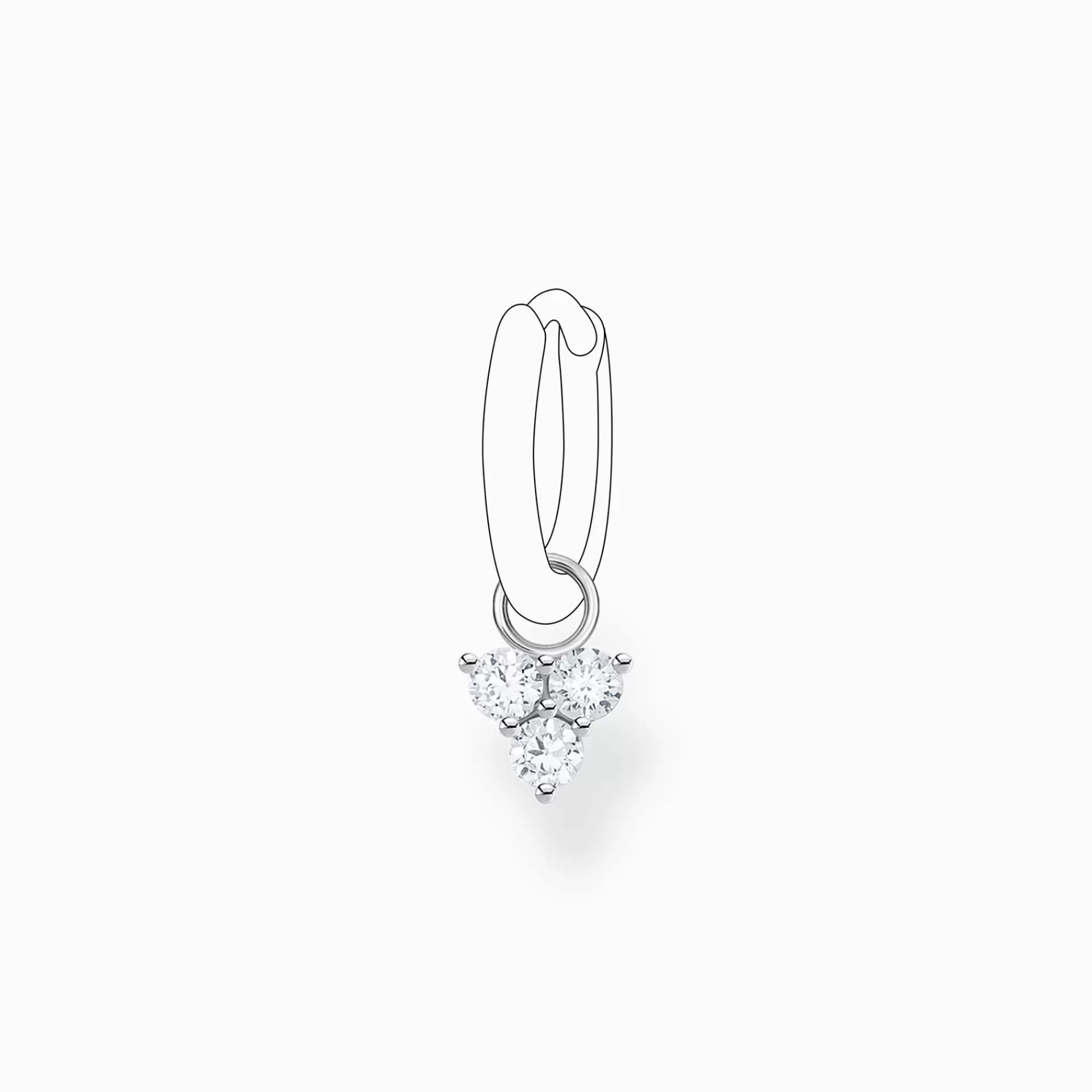 THOMAS SABO Creoler | Återvunnet 925 silver<&OUML;RH&AUML;NGESBERLOCK INDIVIDUELLT VITA STENAR SILVER silverfargad, vit