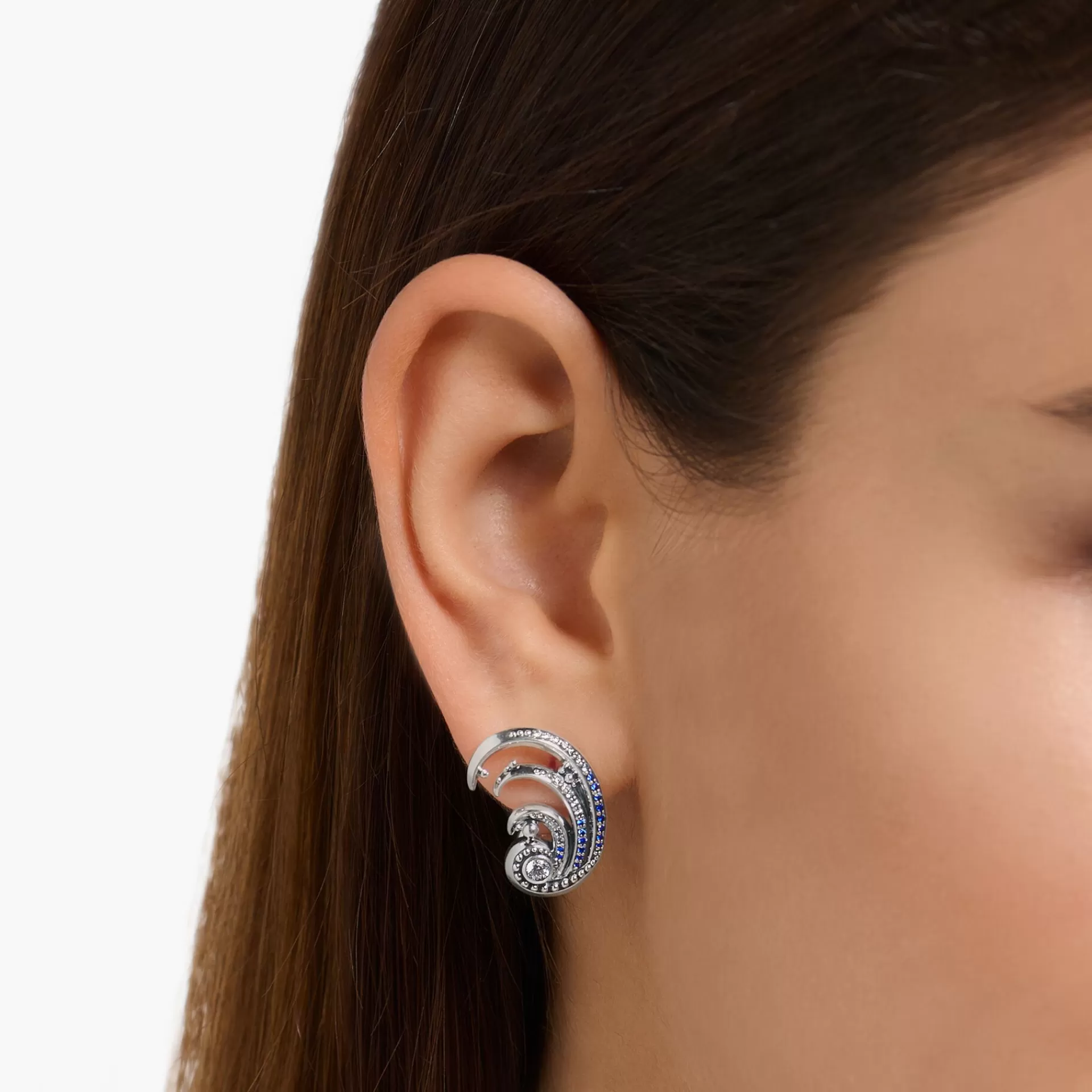 THOMAS SABO Stiftörhängen | Återvunnet 925 silver<&OUML;RONKL&AUML;MMA V&ARING;G MED BL&ARING; STENAR silverfargad, mörkblå, ljusblå, vit