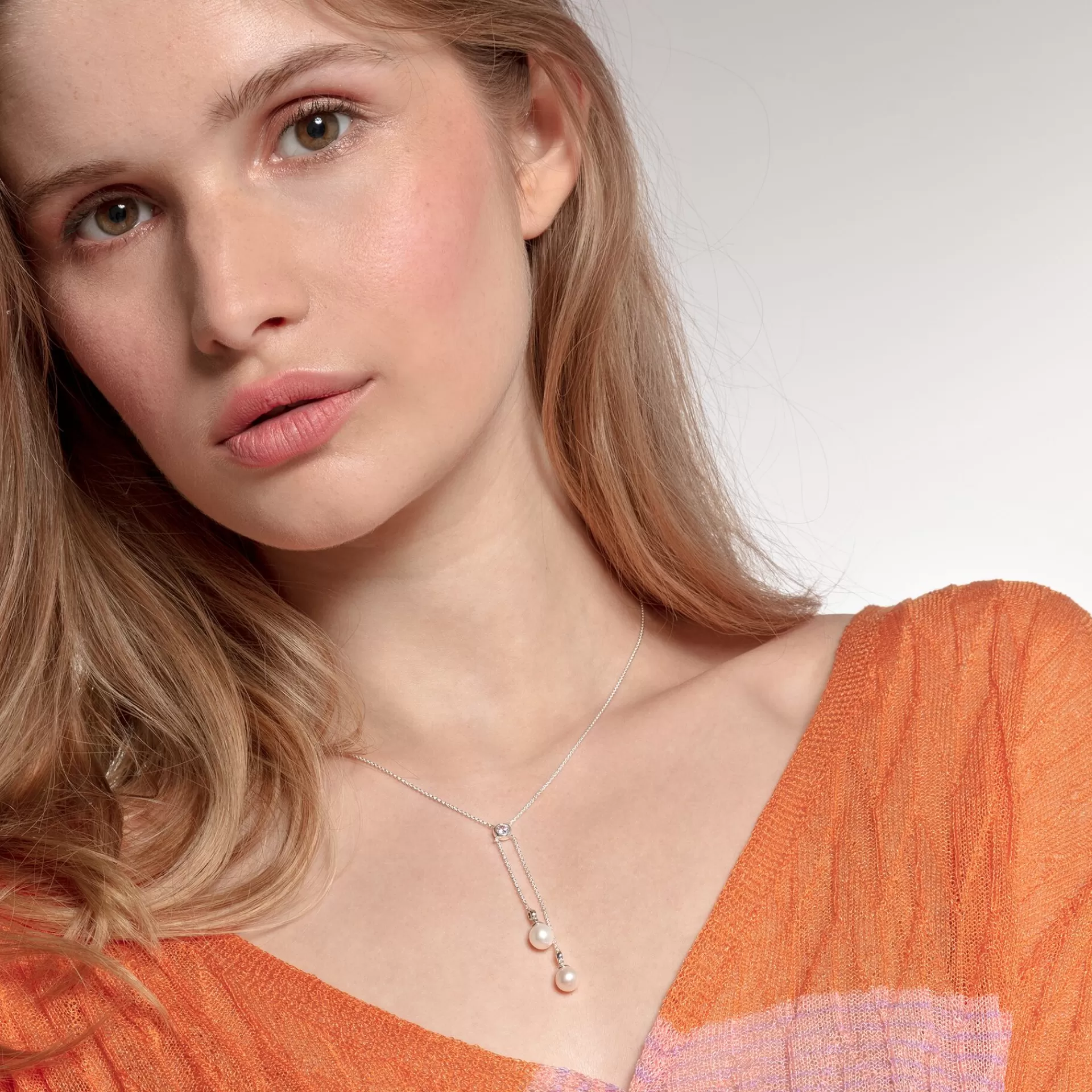 THOMAS SABO Halsband | Återvunnet 925 silver<P&AUML;RLHALSBAND silverfargad, vit